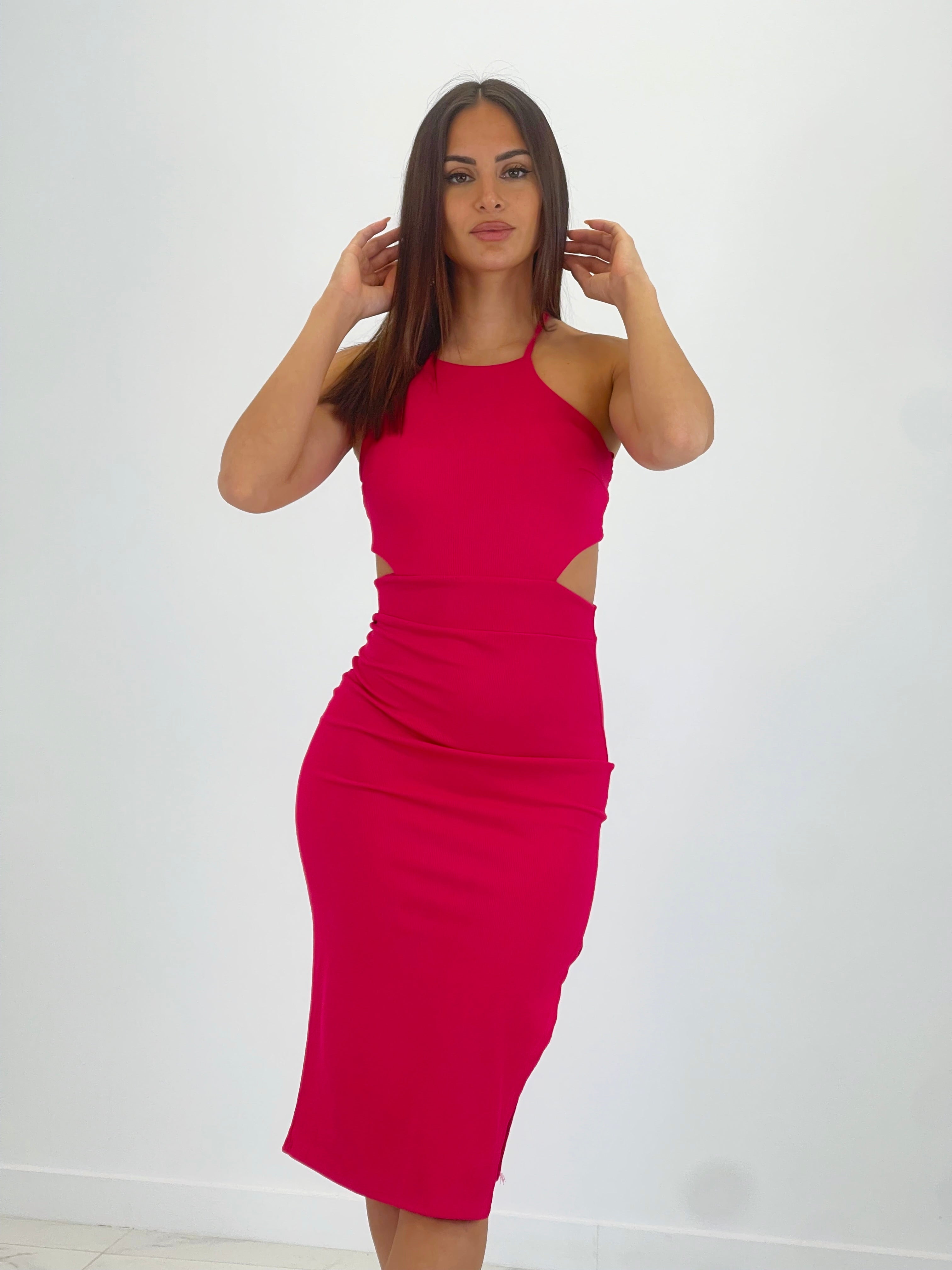 Vestido midi canalé halter lace up - Zebra&Maduixa®