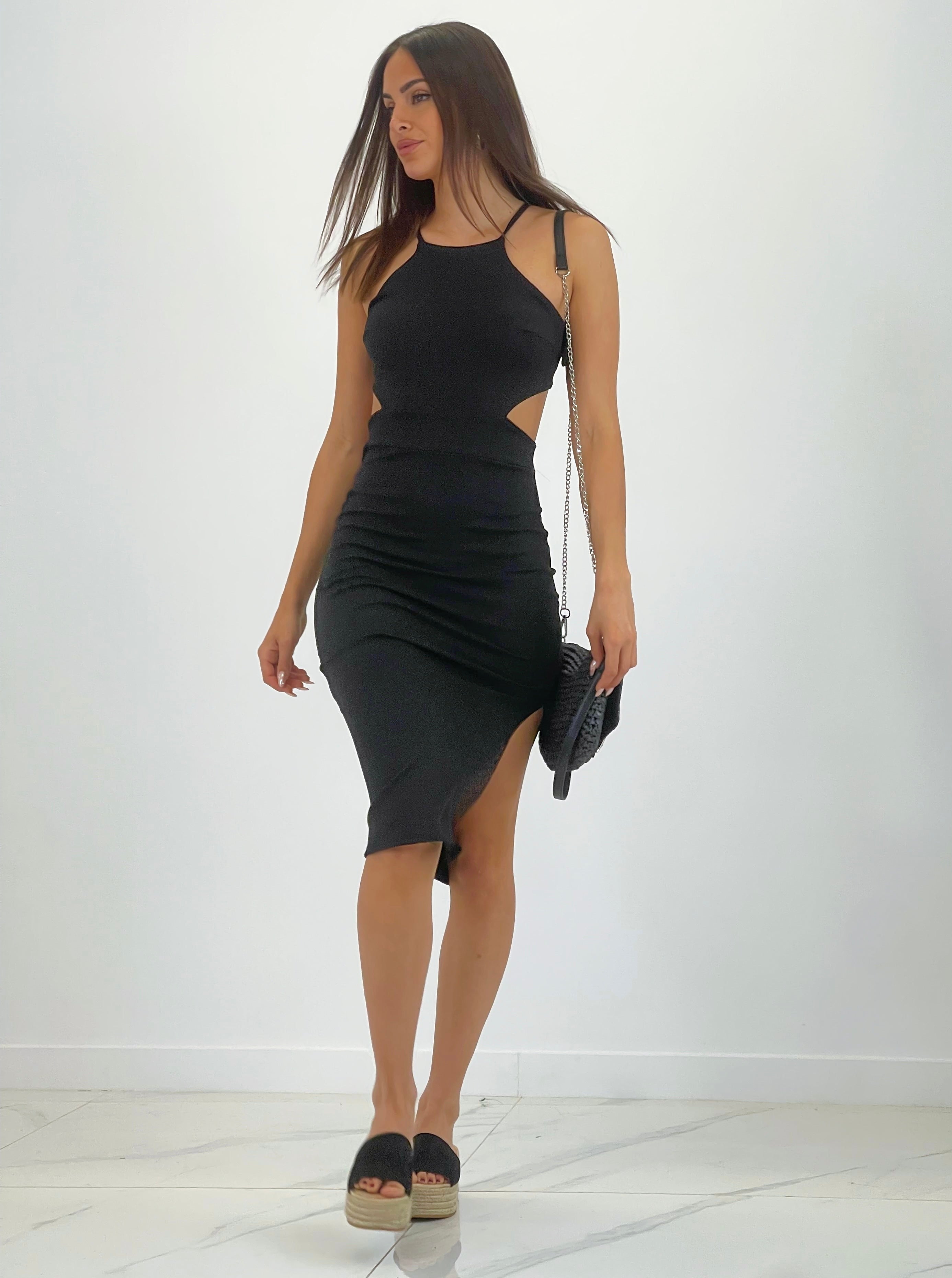 Vestido midi canalé halter lace up - Zebra&Maduixa®