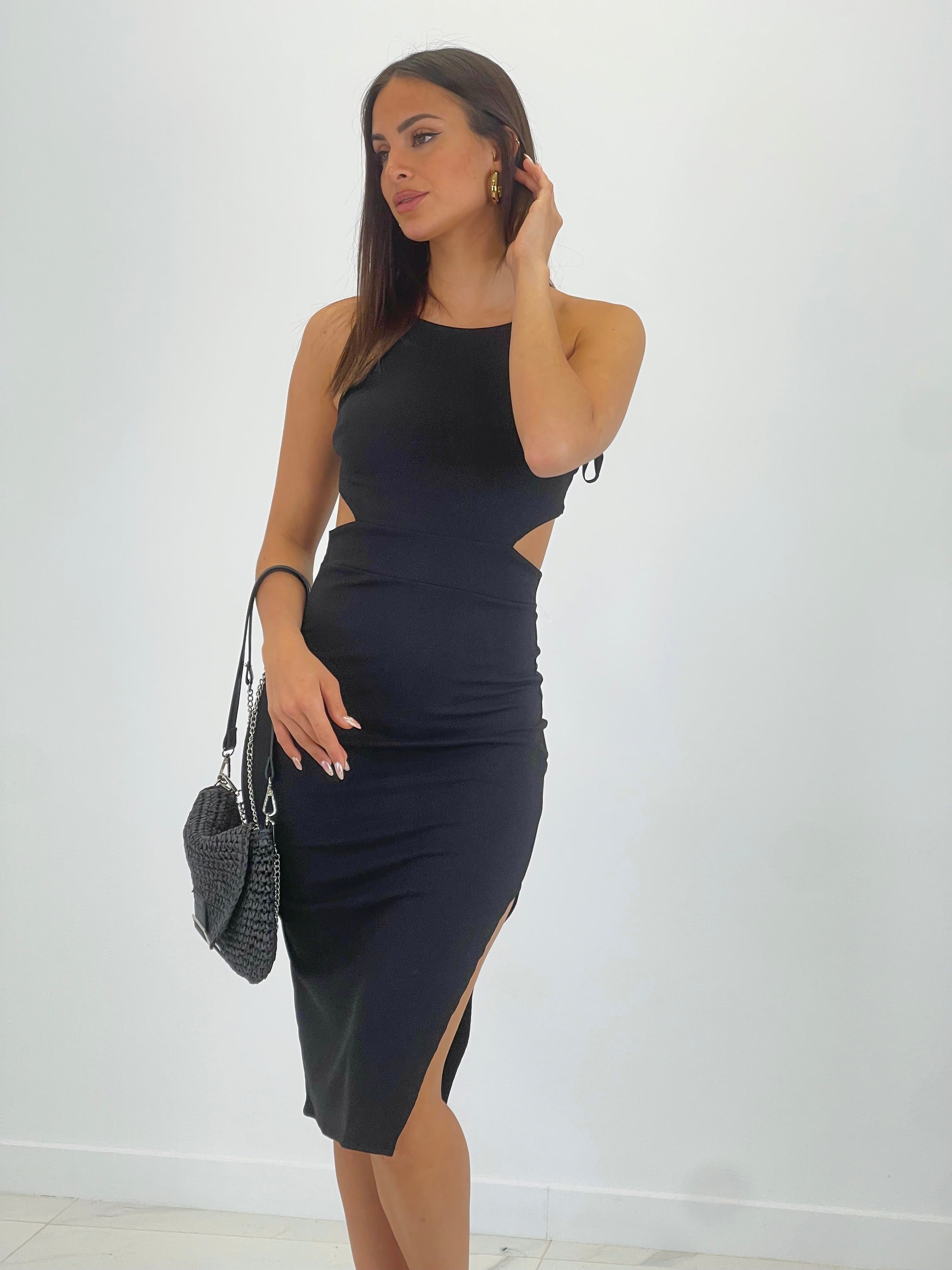 Vestido midi canalé halter lace up - Zebra&Maduixa®