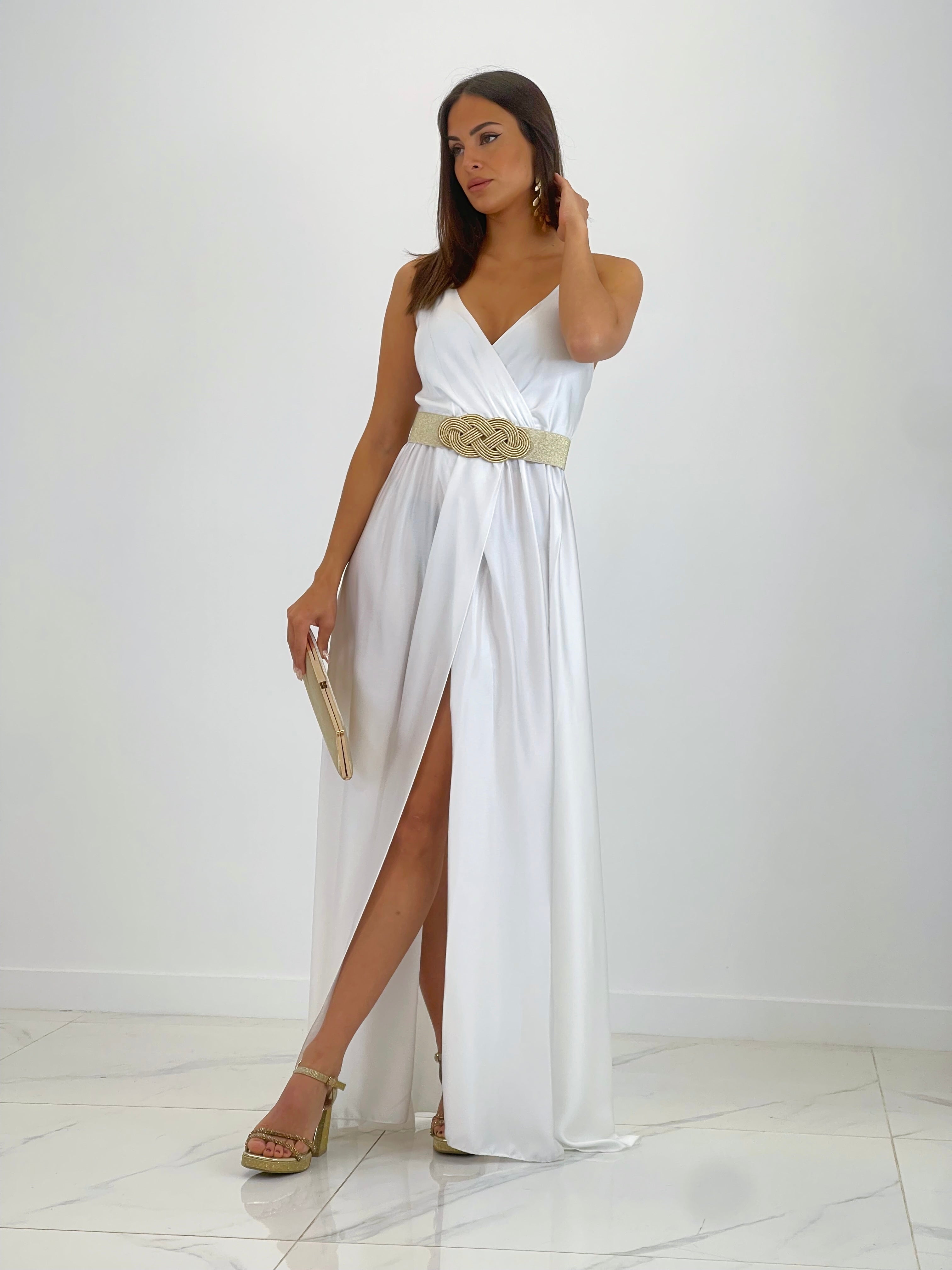 Vestido satinado Iris branco