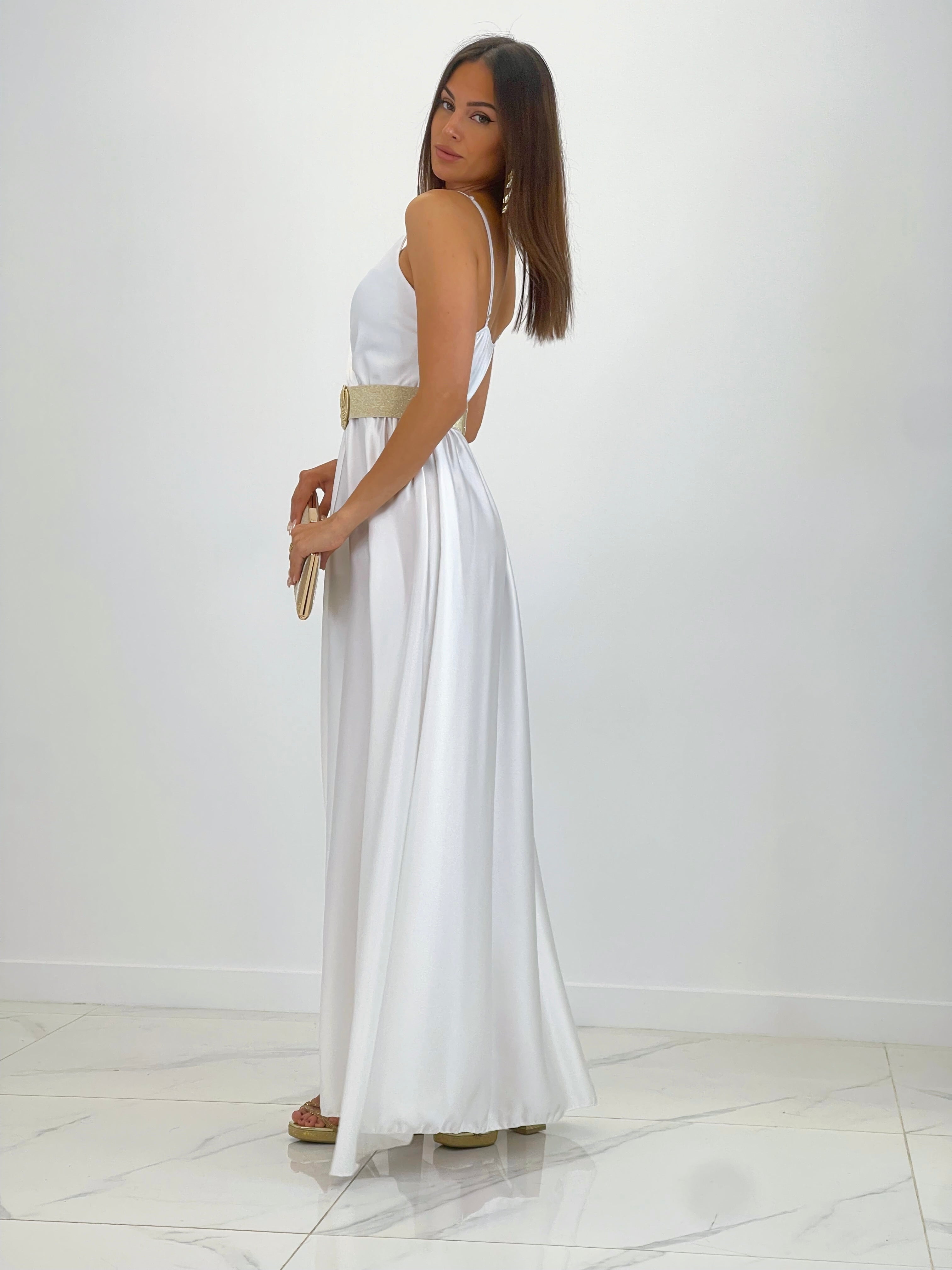 Vestido satinado Iris branco