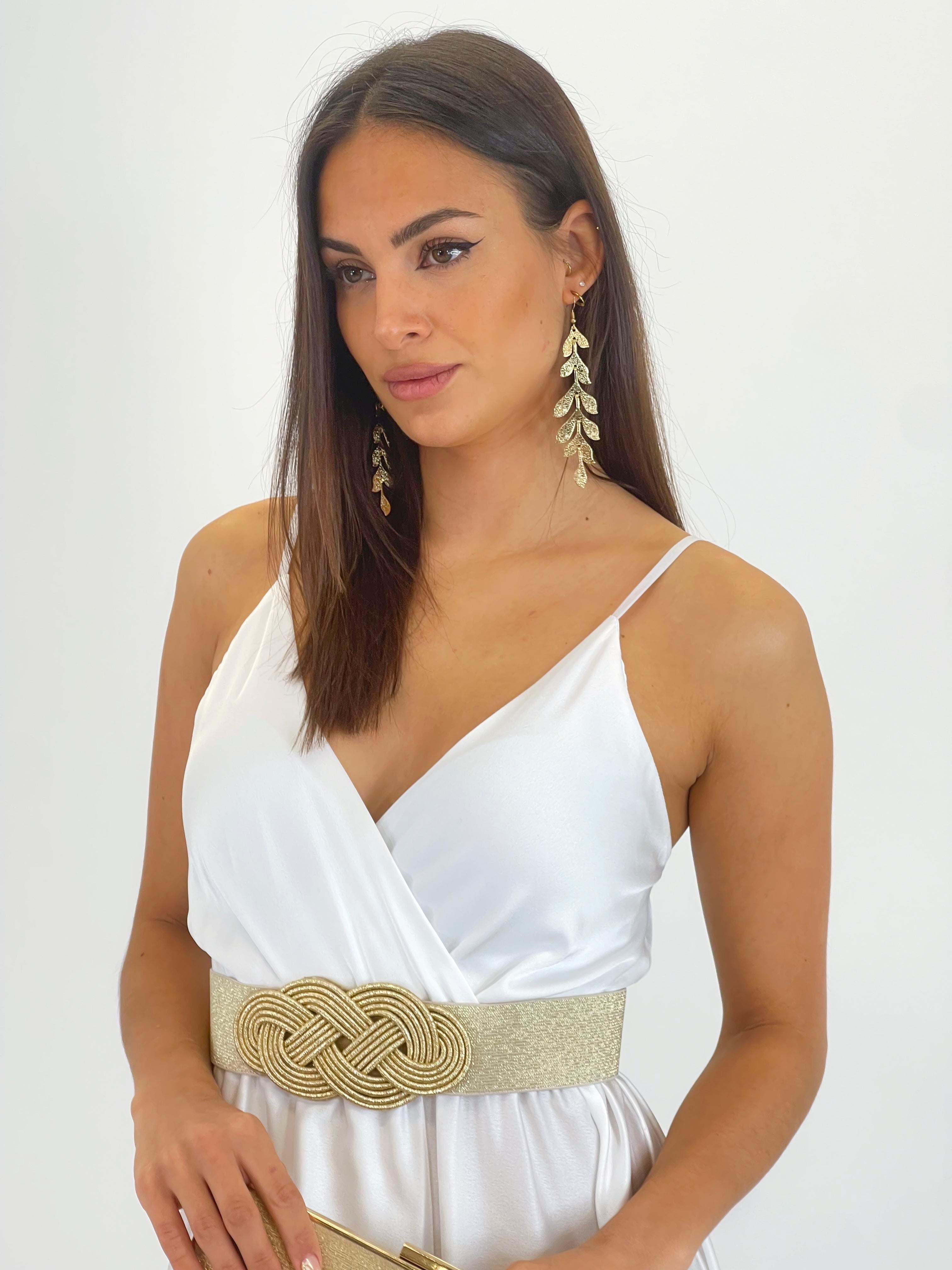 Vestido satinado Iris branco
