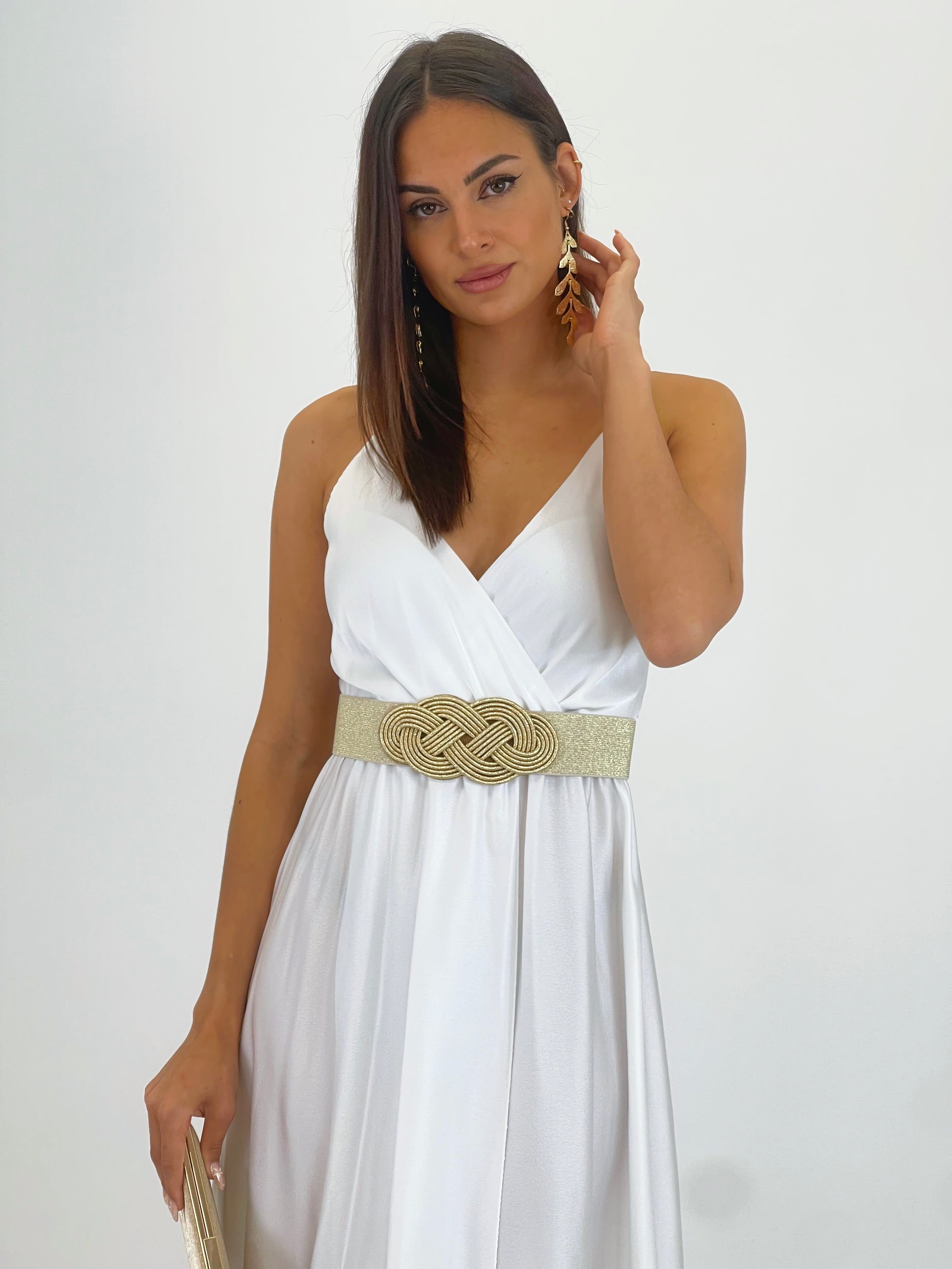 Vestido satinado Iris branco