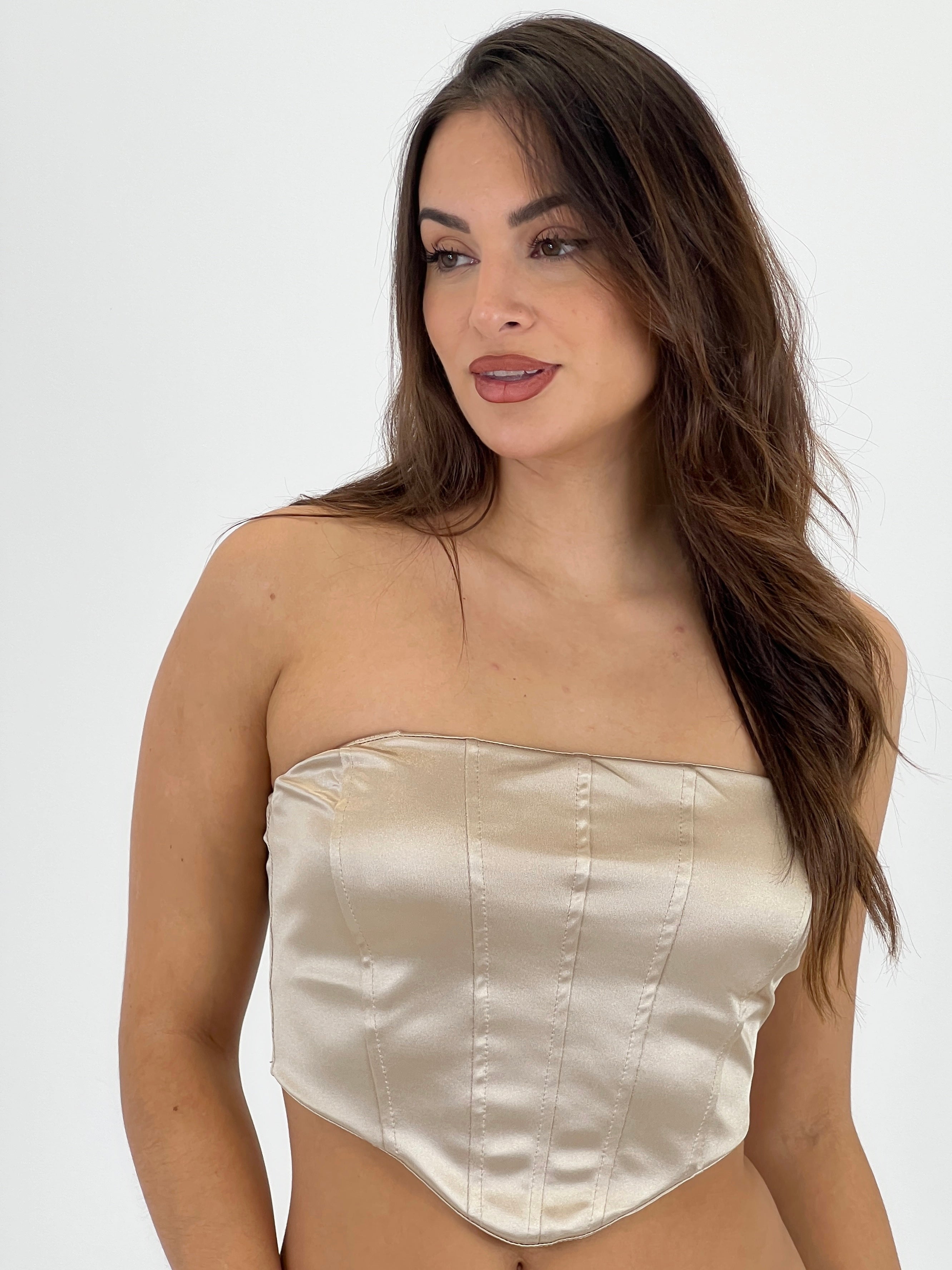 Crop top corsé raso satinado - Zebra&Maduixa®