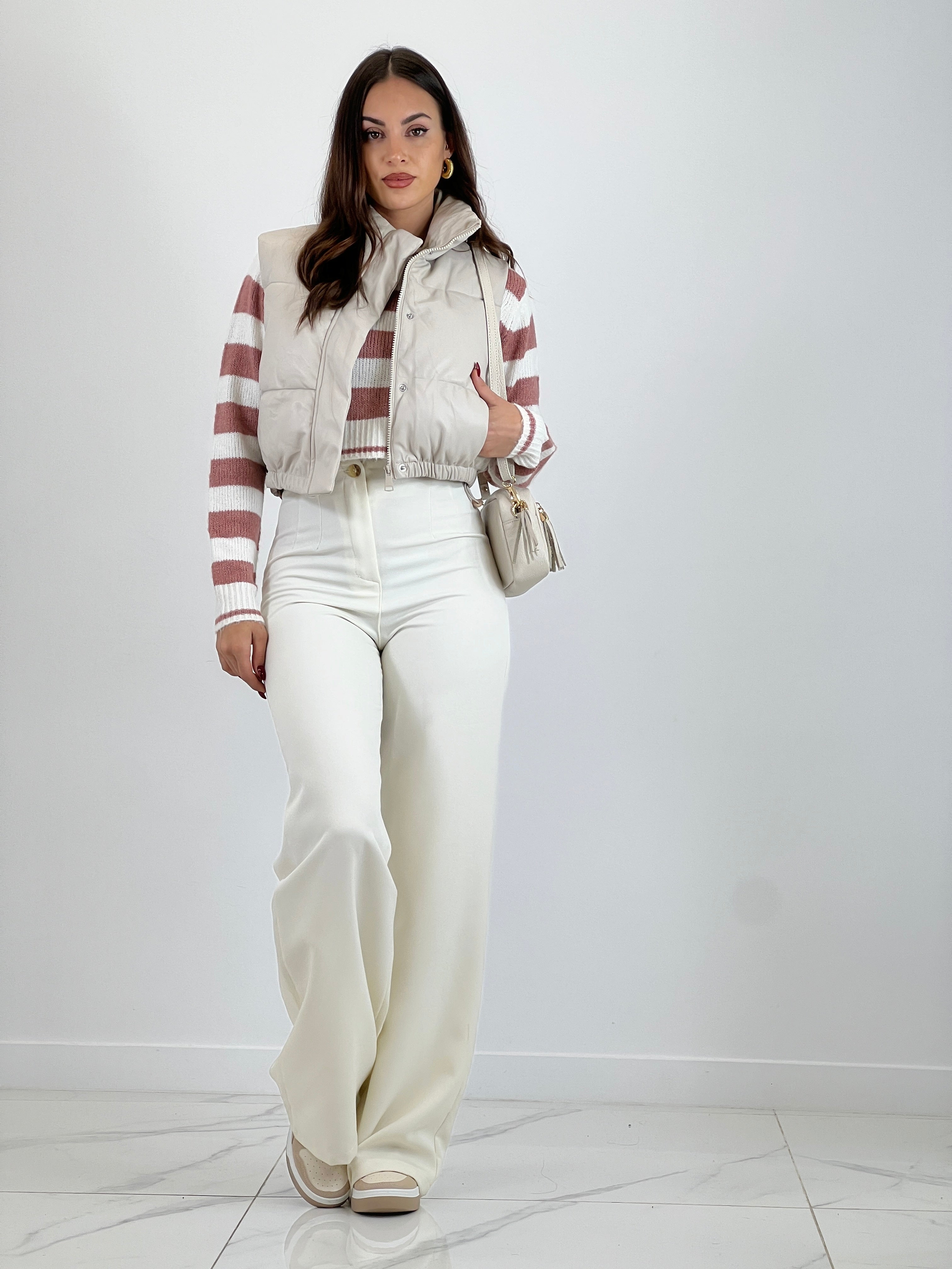 Faux leather padded vest