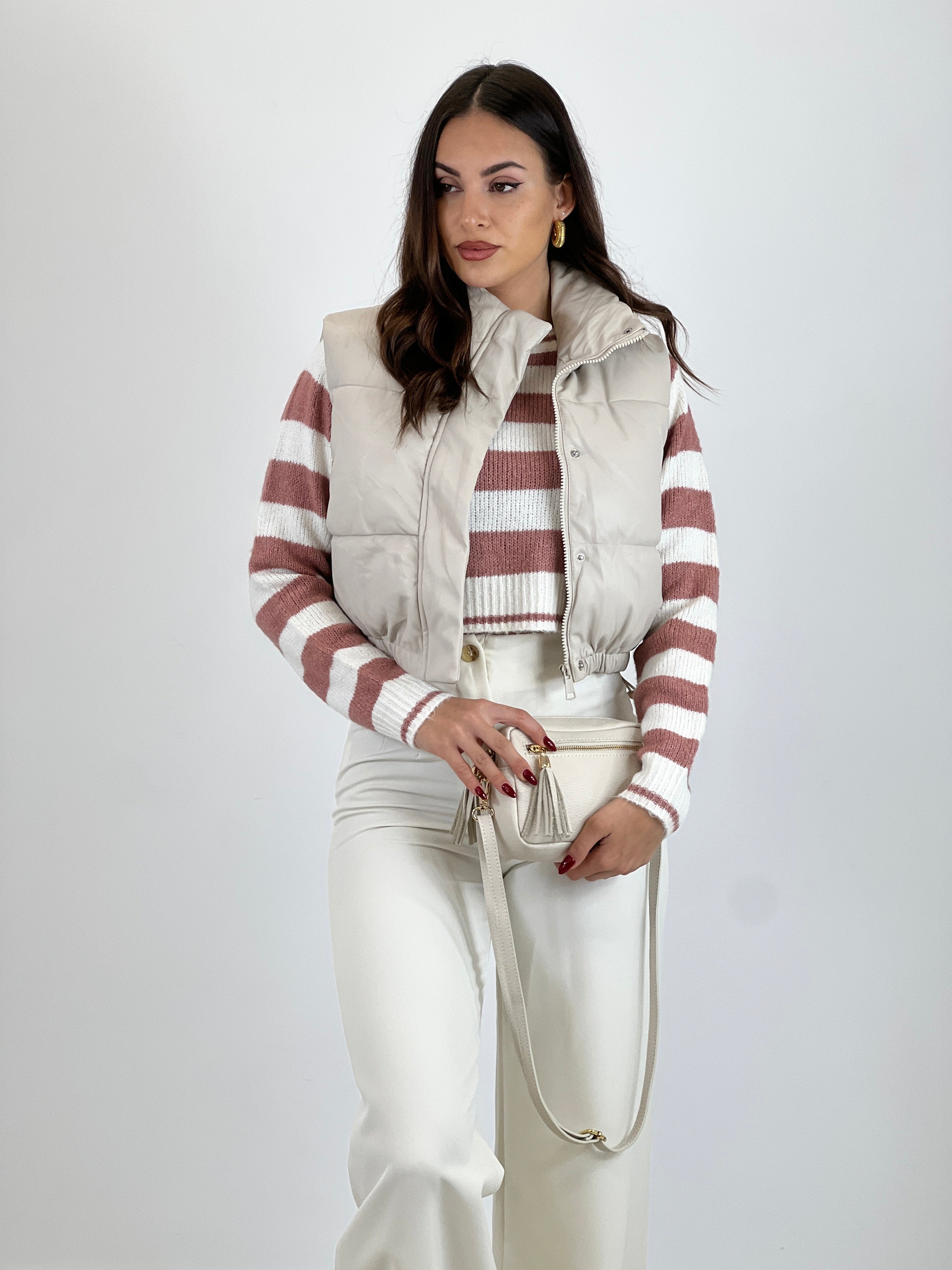 Faux leather padded vest