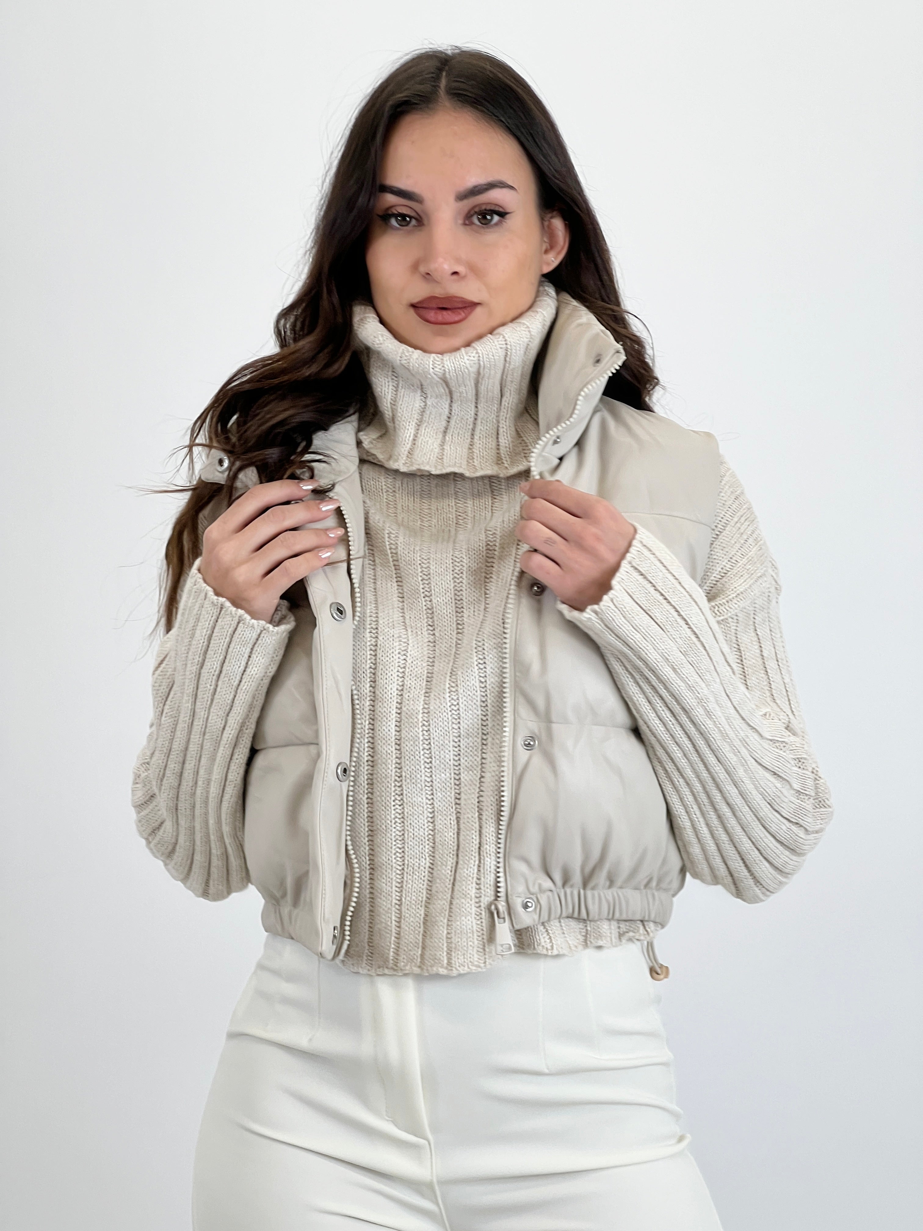 Faux leather padded vest