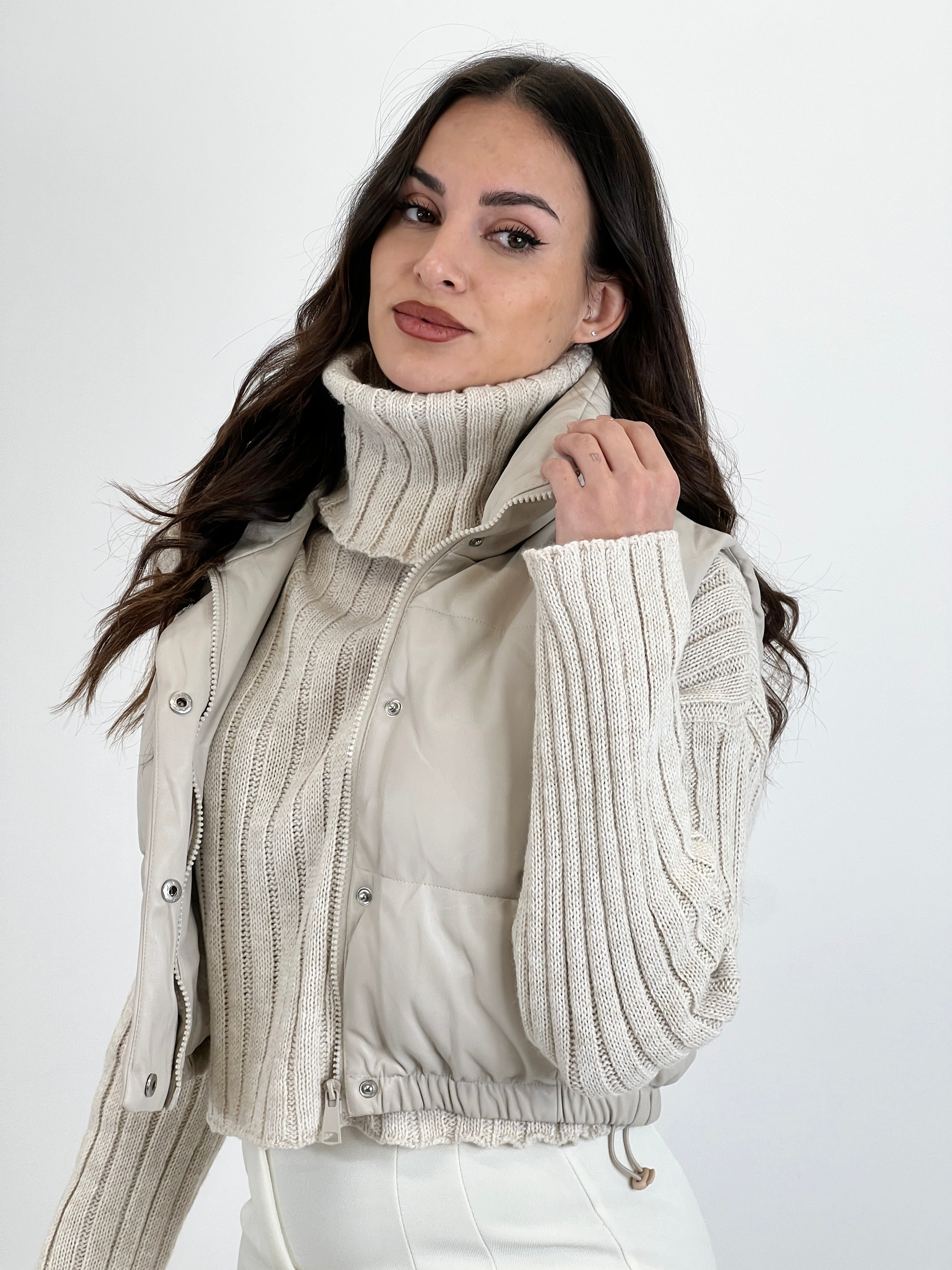 Faux leather padded vest