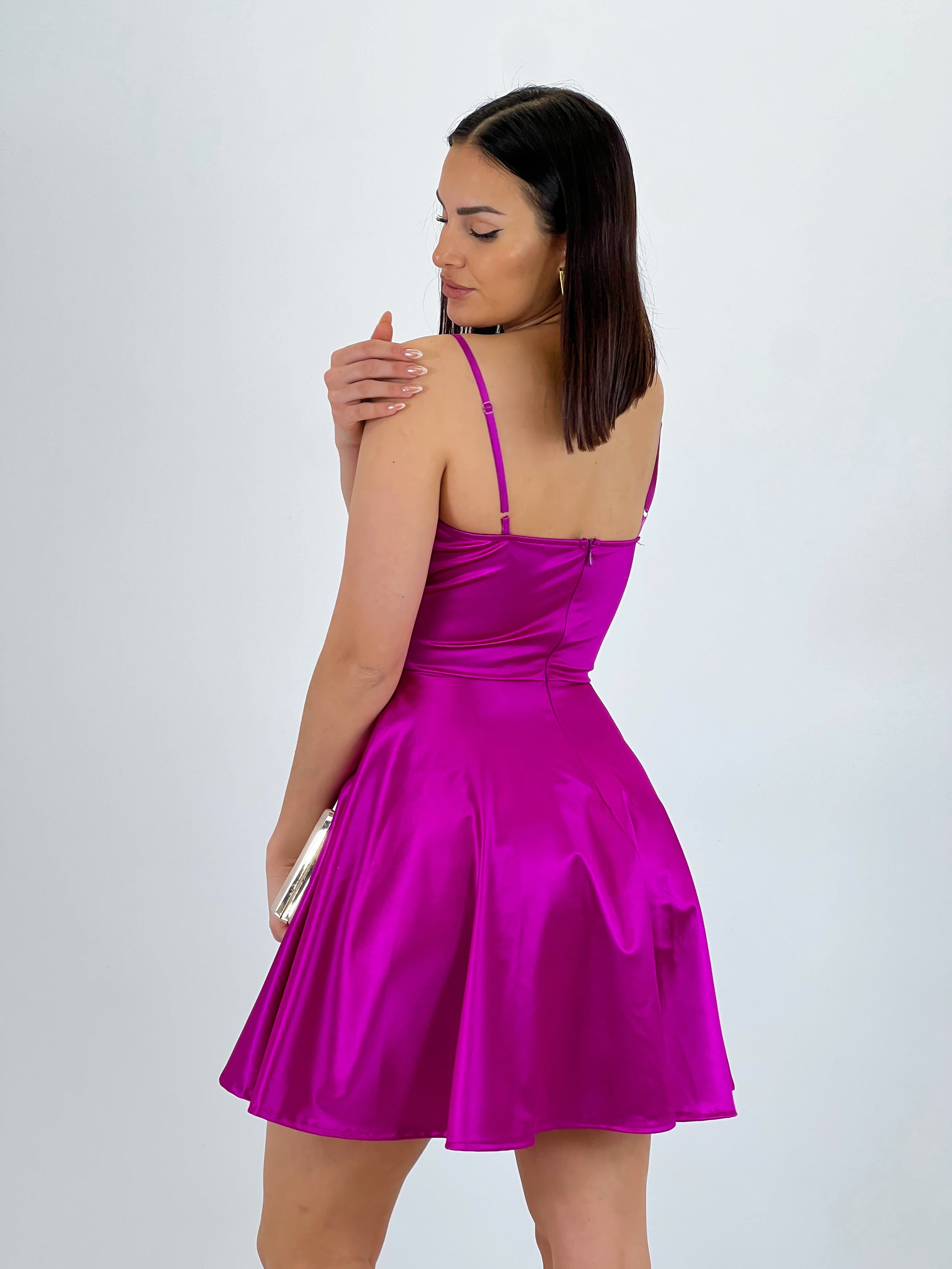 Belisa satin flared dress