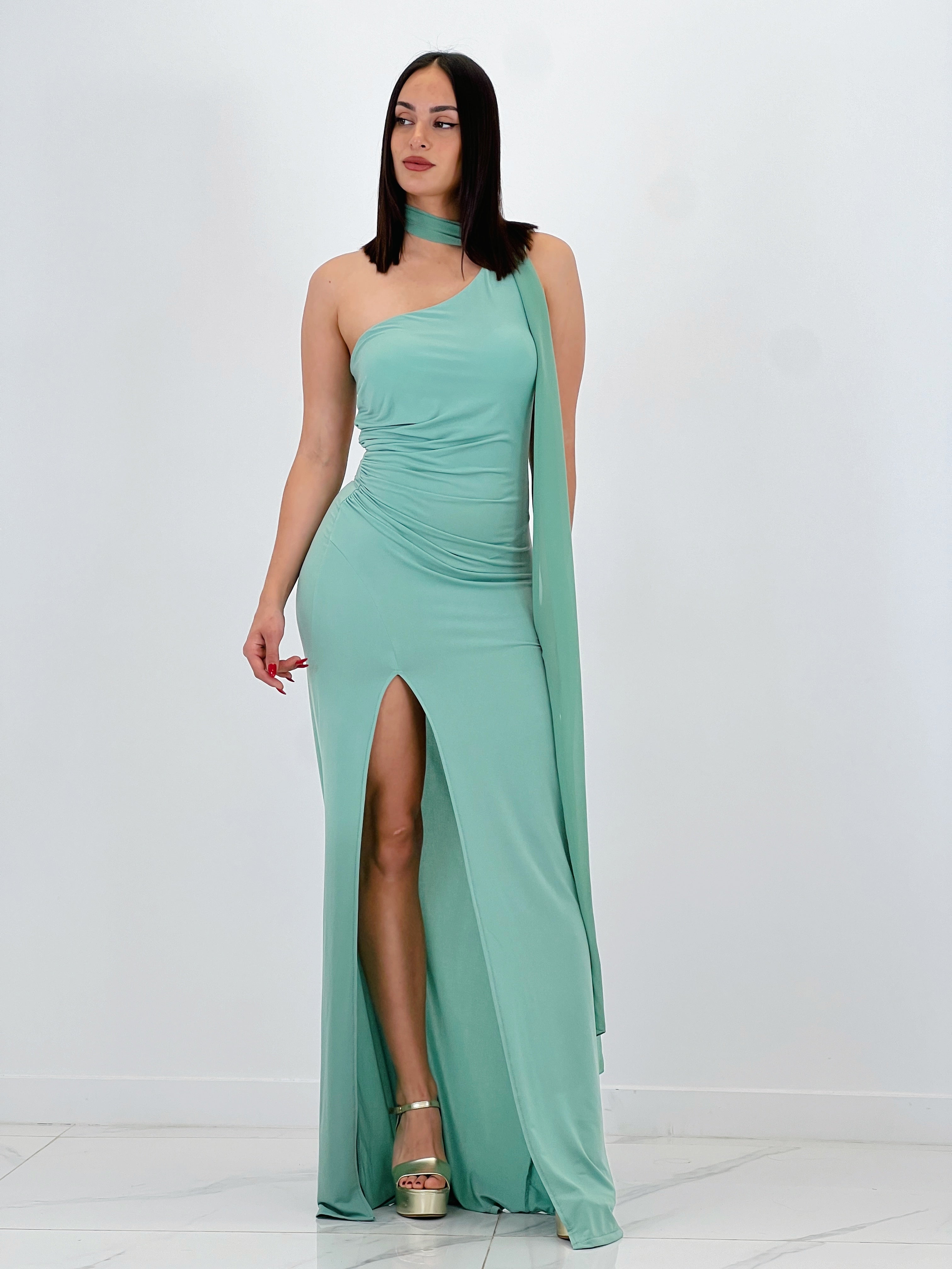 Vestido asimétrico con chal Yone - Zebra&Maduixa®