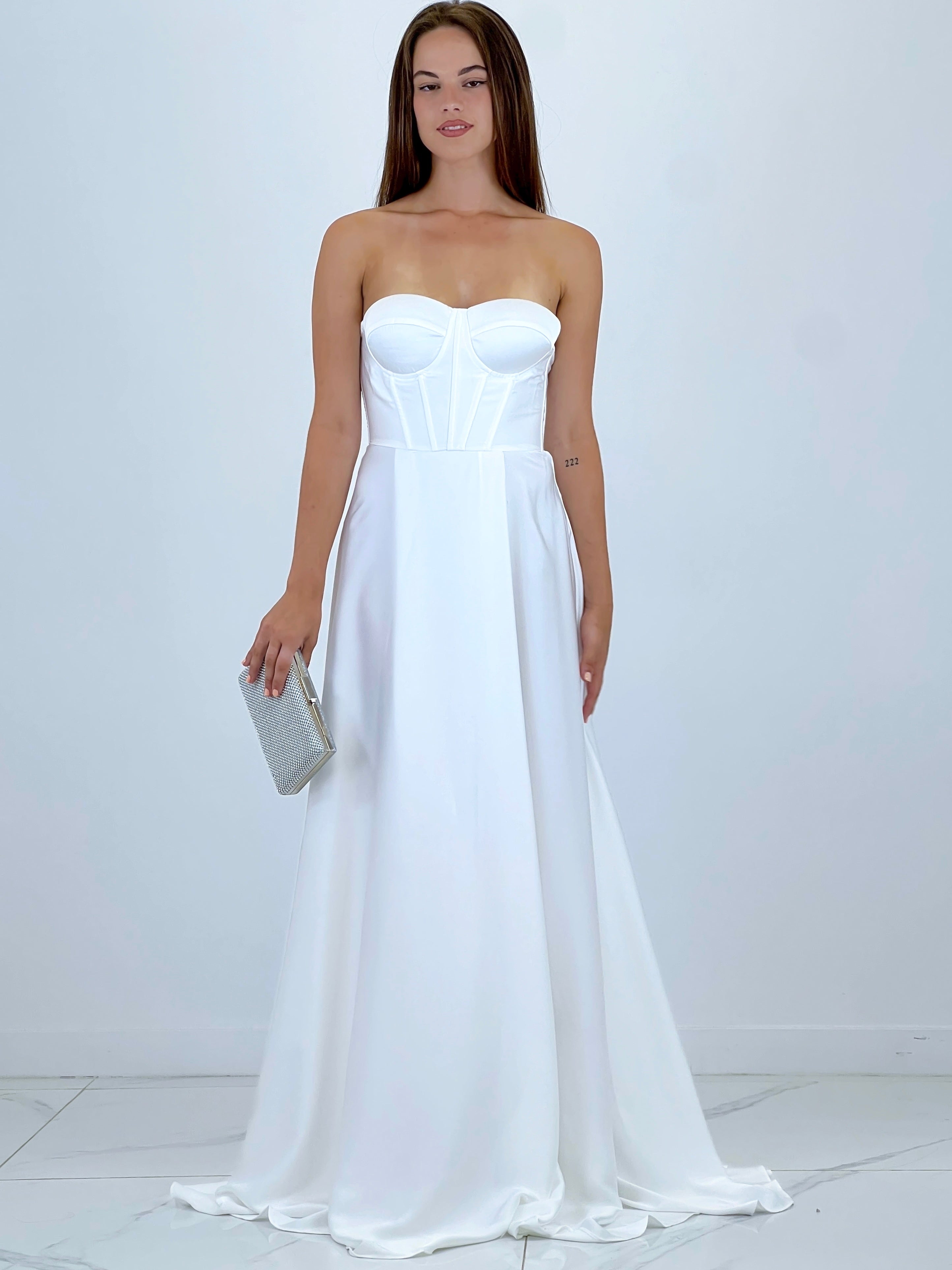Vestido corsé raso Sarah blanco - Zebra&Maduixa®