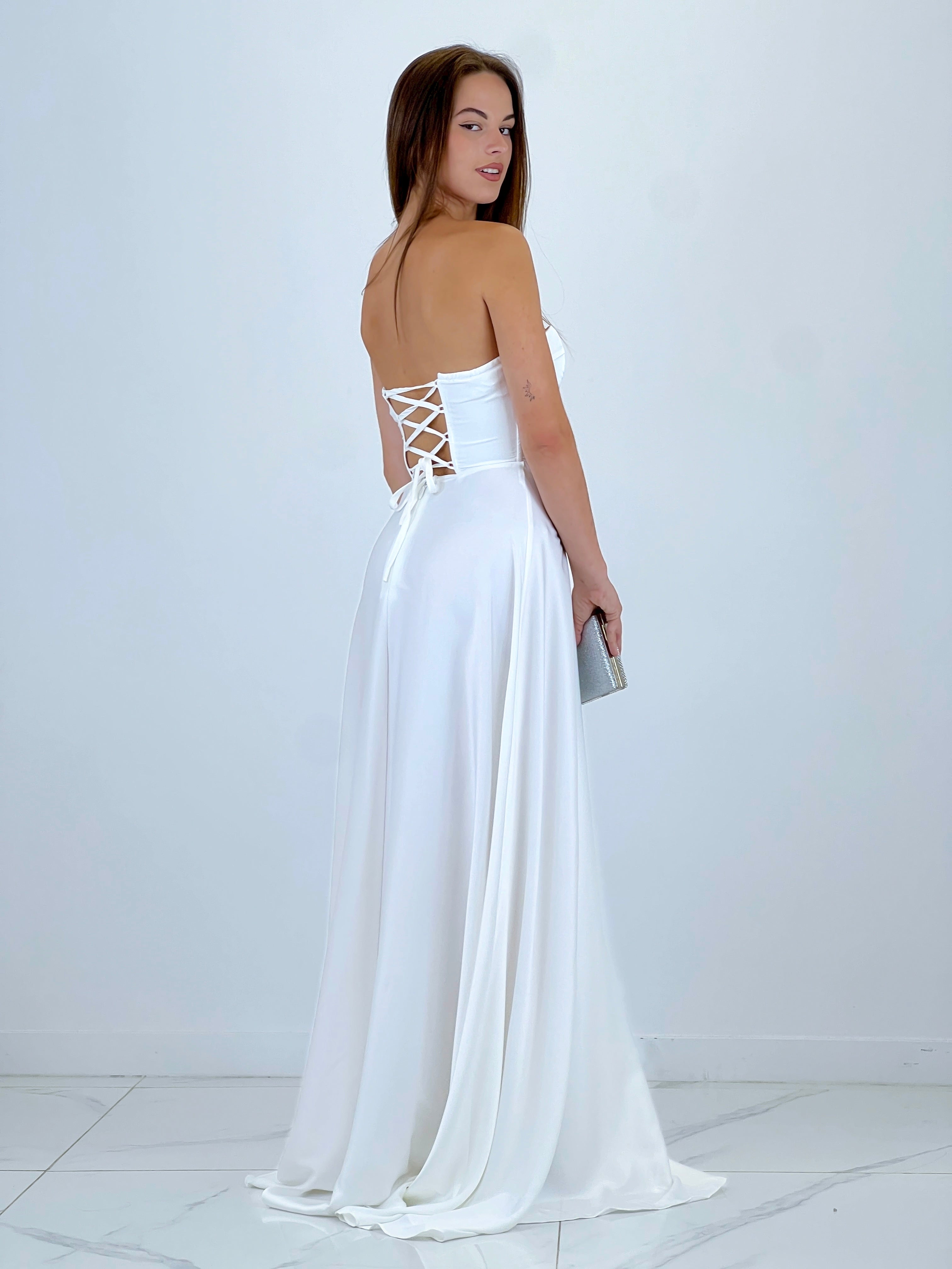 Vestido corsé raso Sarah blanco - Zebra&Maduixa®