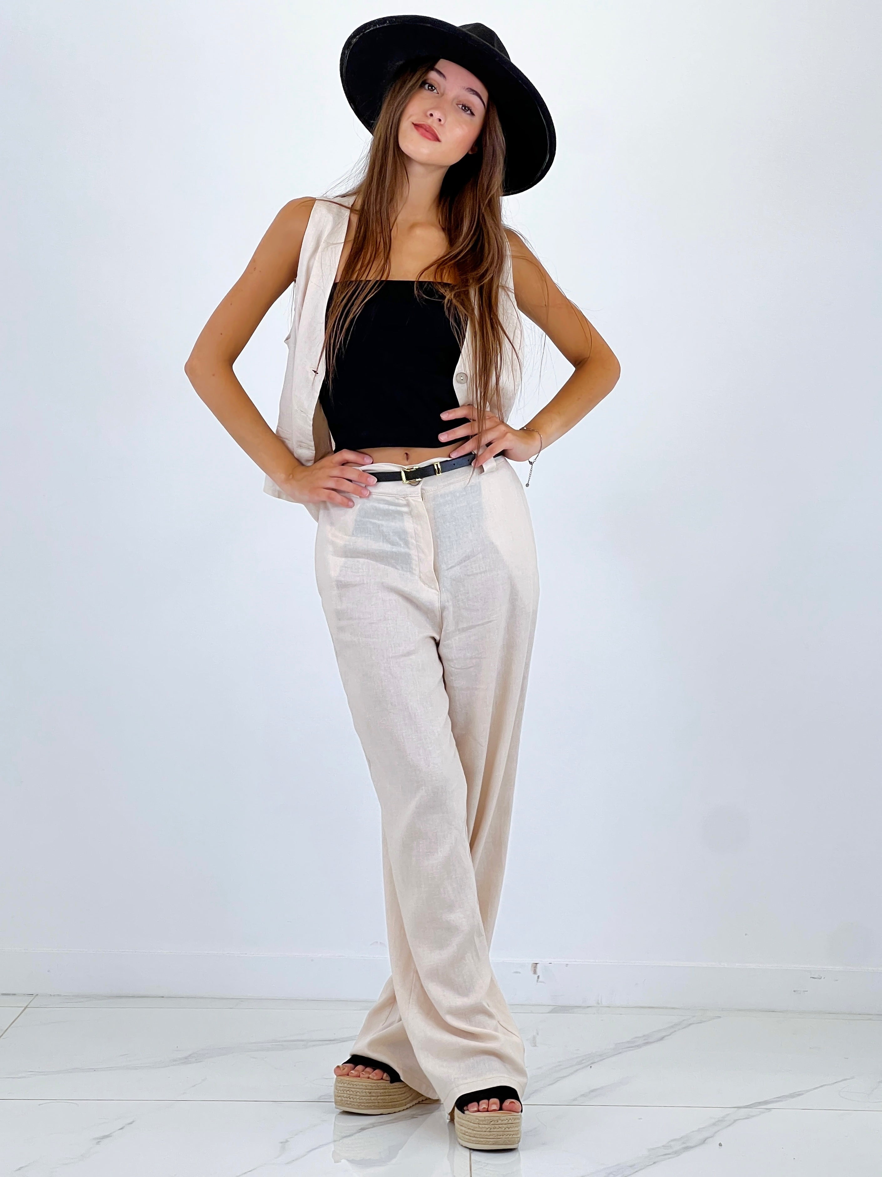 Linen vest and pants set