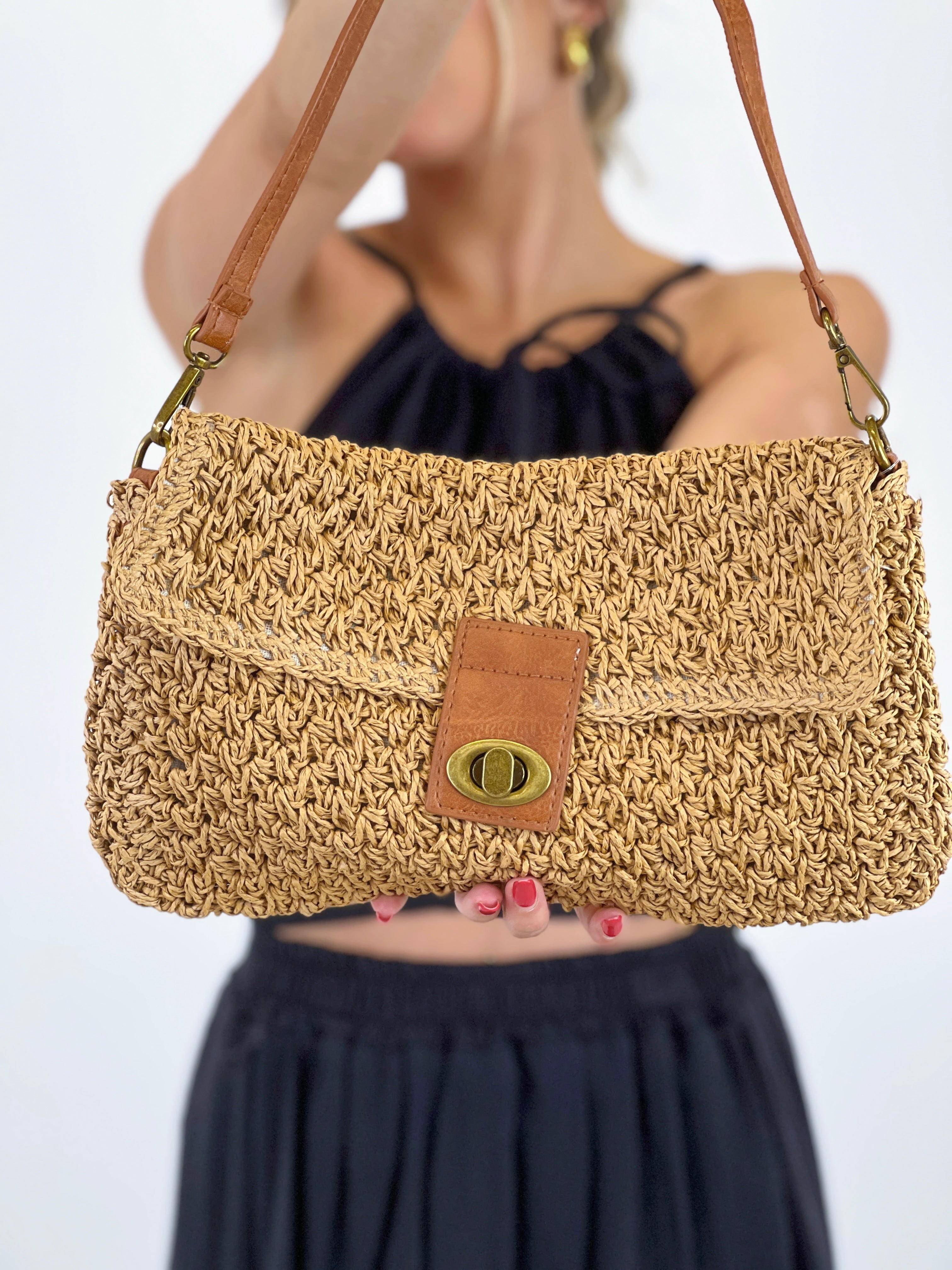 Maui raffia shoulder bag