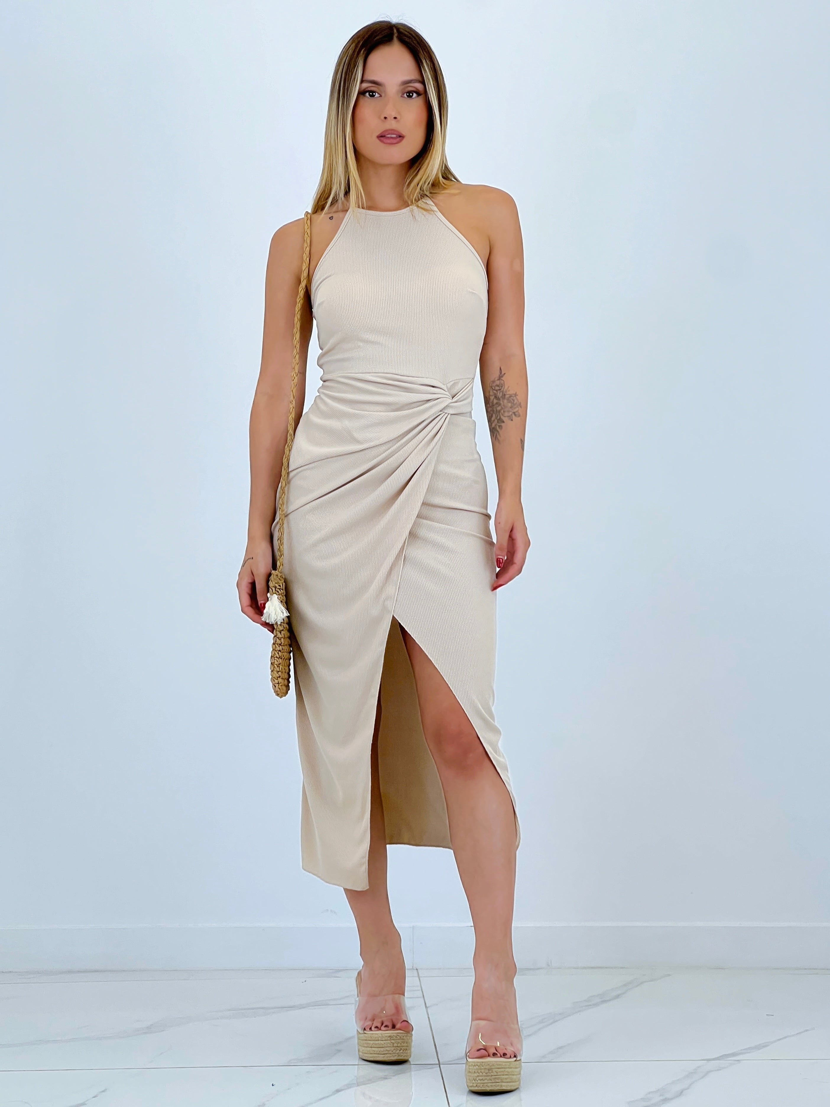 Vestido halter canalé nudo - Zebra&Maduixa®