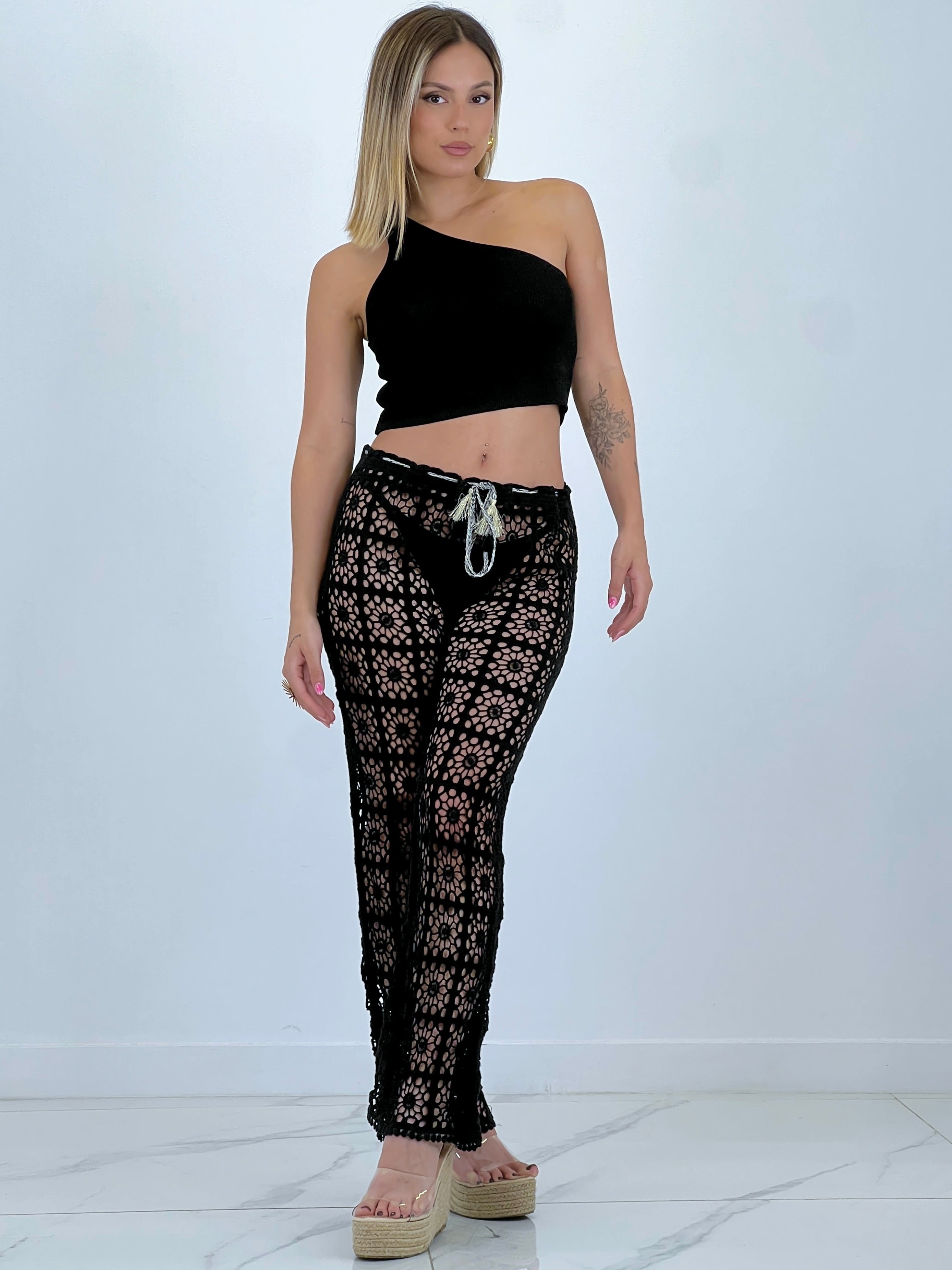 Pantalon ajouré crochet