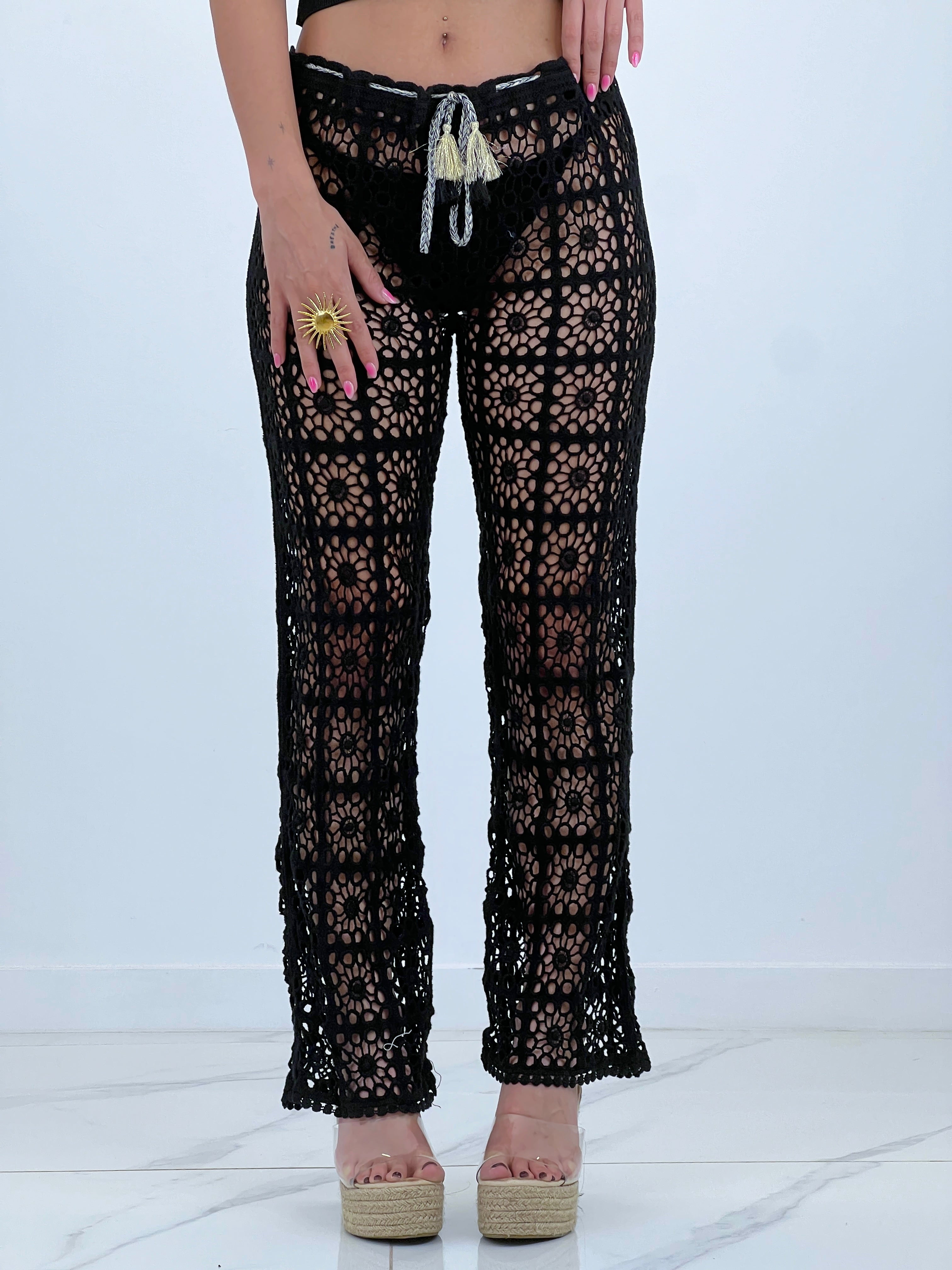 Pantalon ajouré crochet