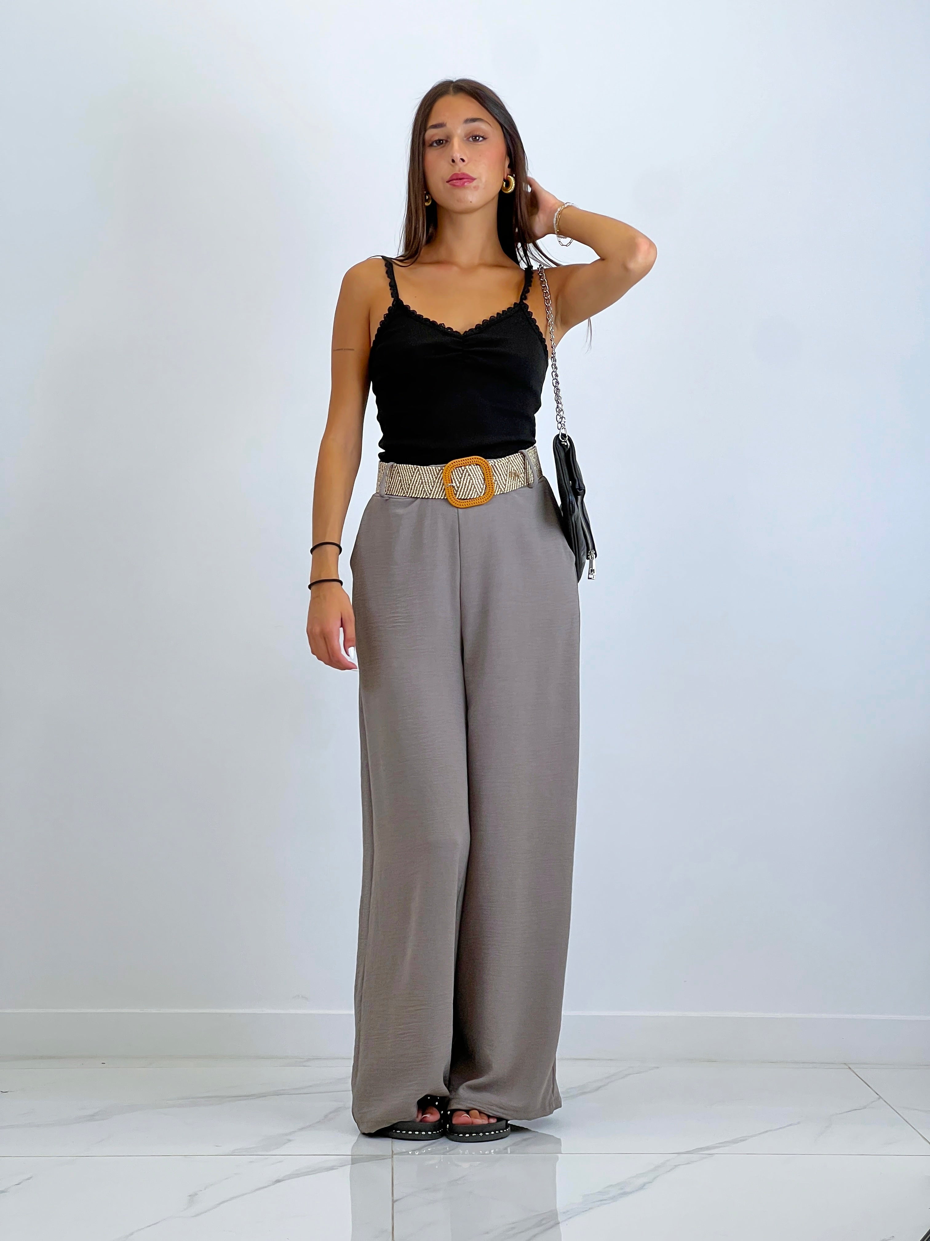 Pantalón fluido cinturón rafia - Zebra&Maduixa®