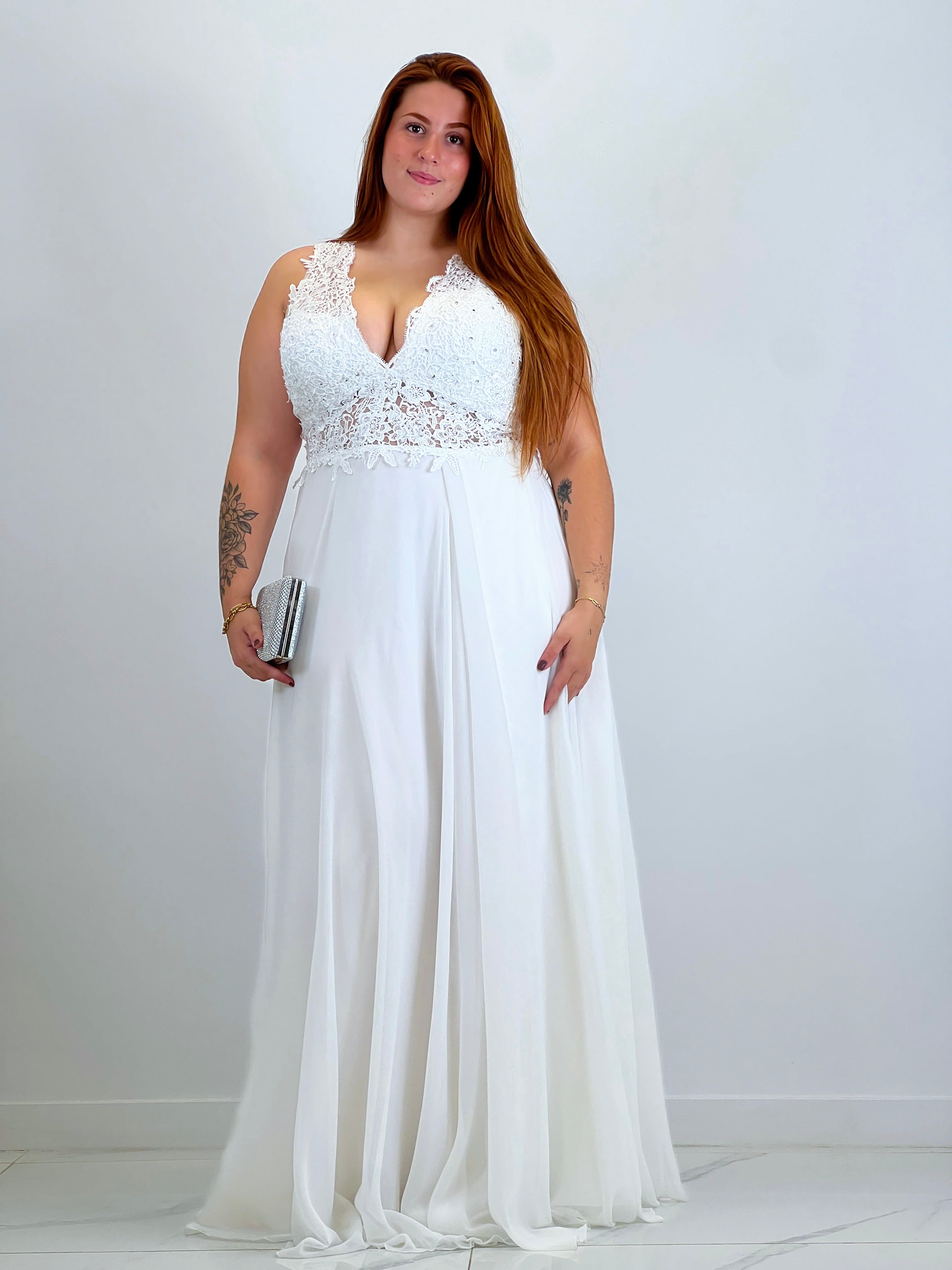 Vestido ceremonia Adara Pluse Size Blanco - Zebra&Maduixa®