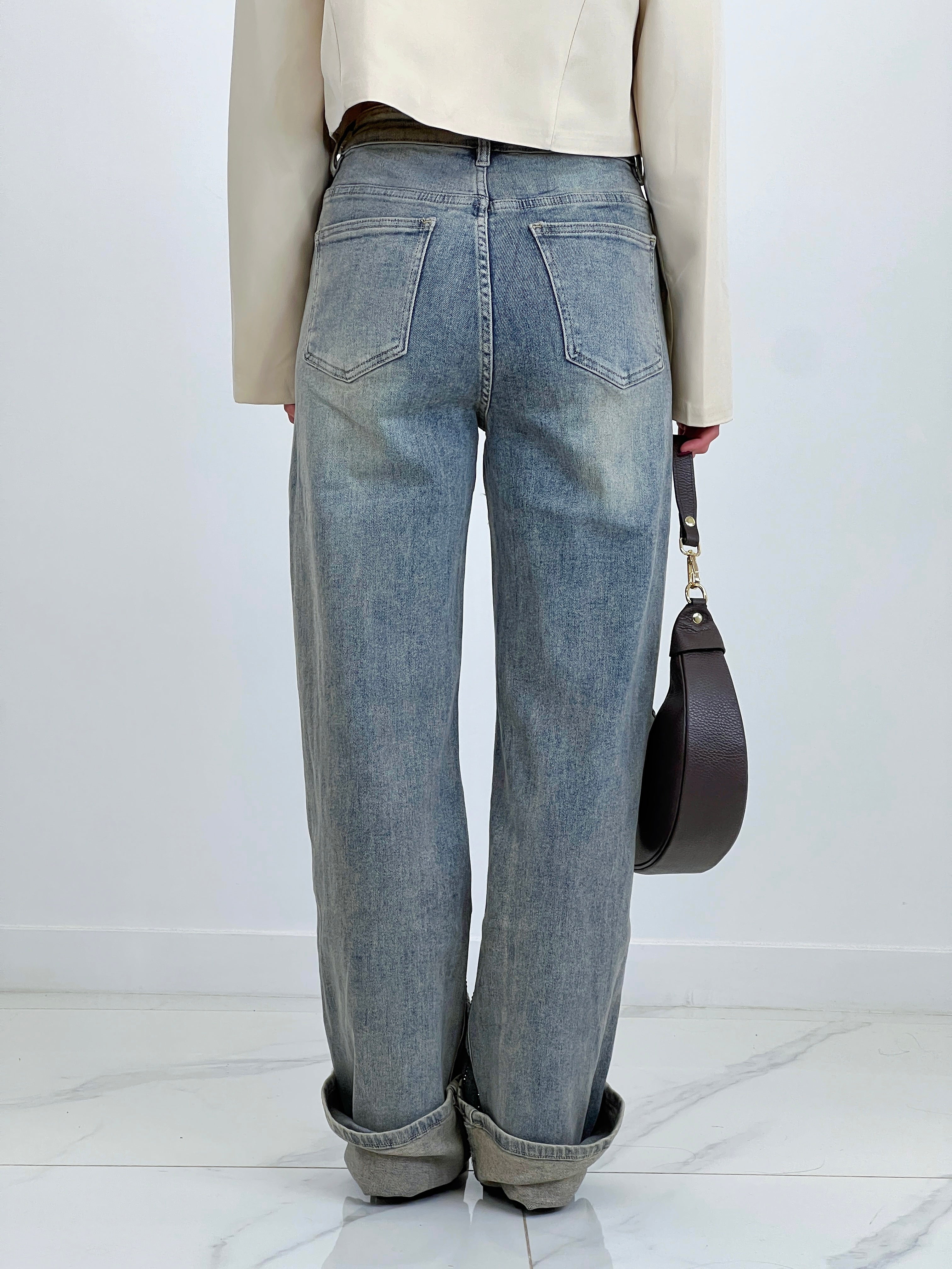 Jeans wide leg tiras brillantes - Zebra&Maduixa®
