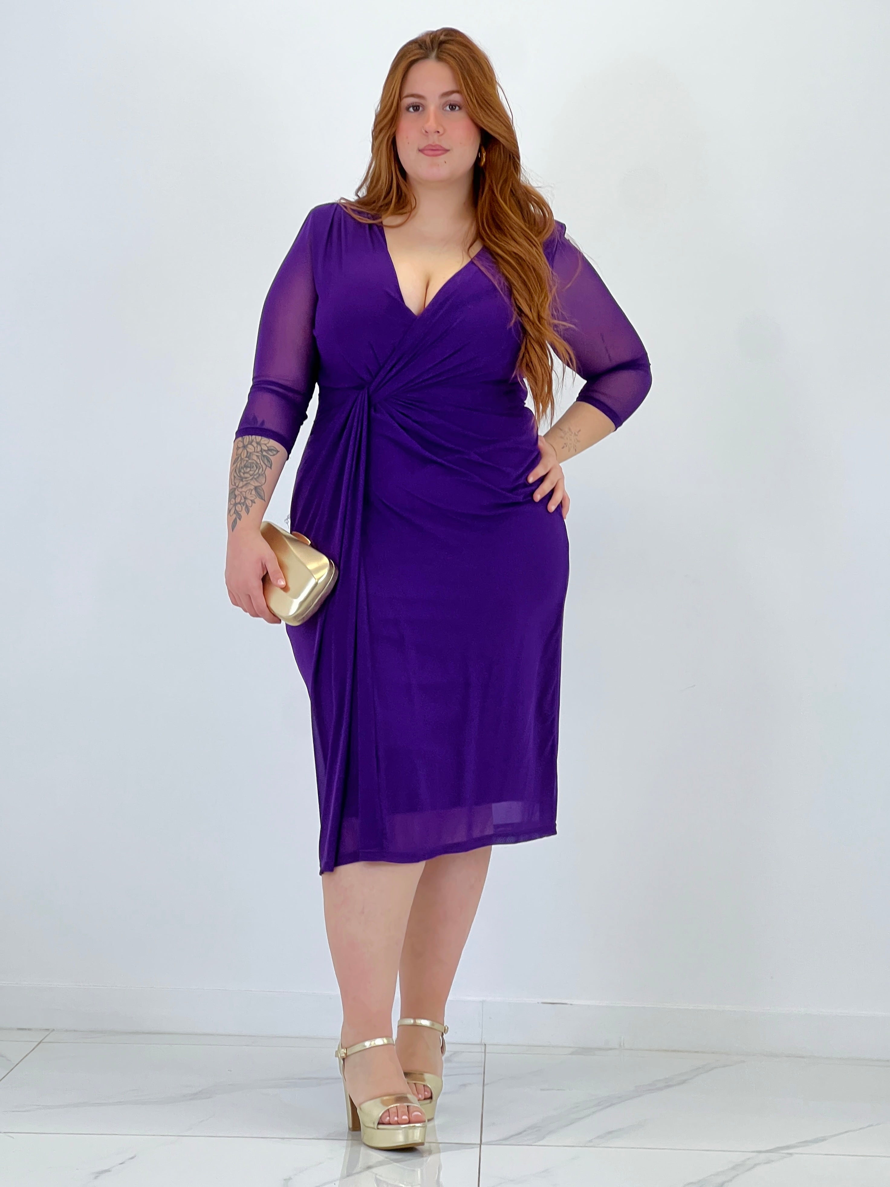 Vestido midi con manga Glenda