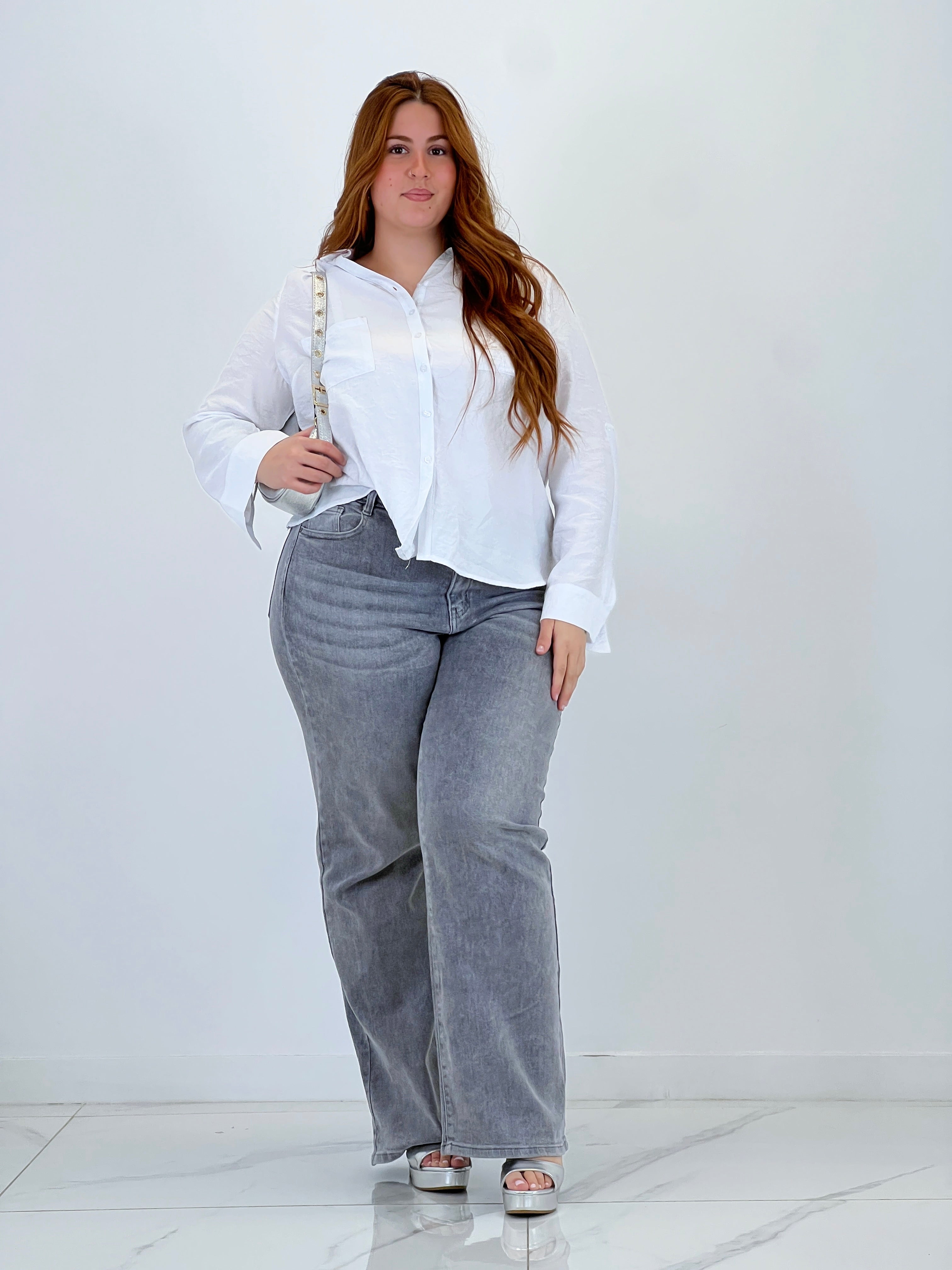 Jeans rectos tiro alto plus size - Zebra&Maduixa®