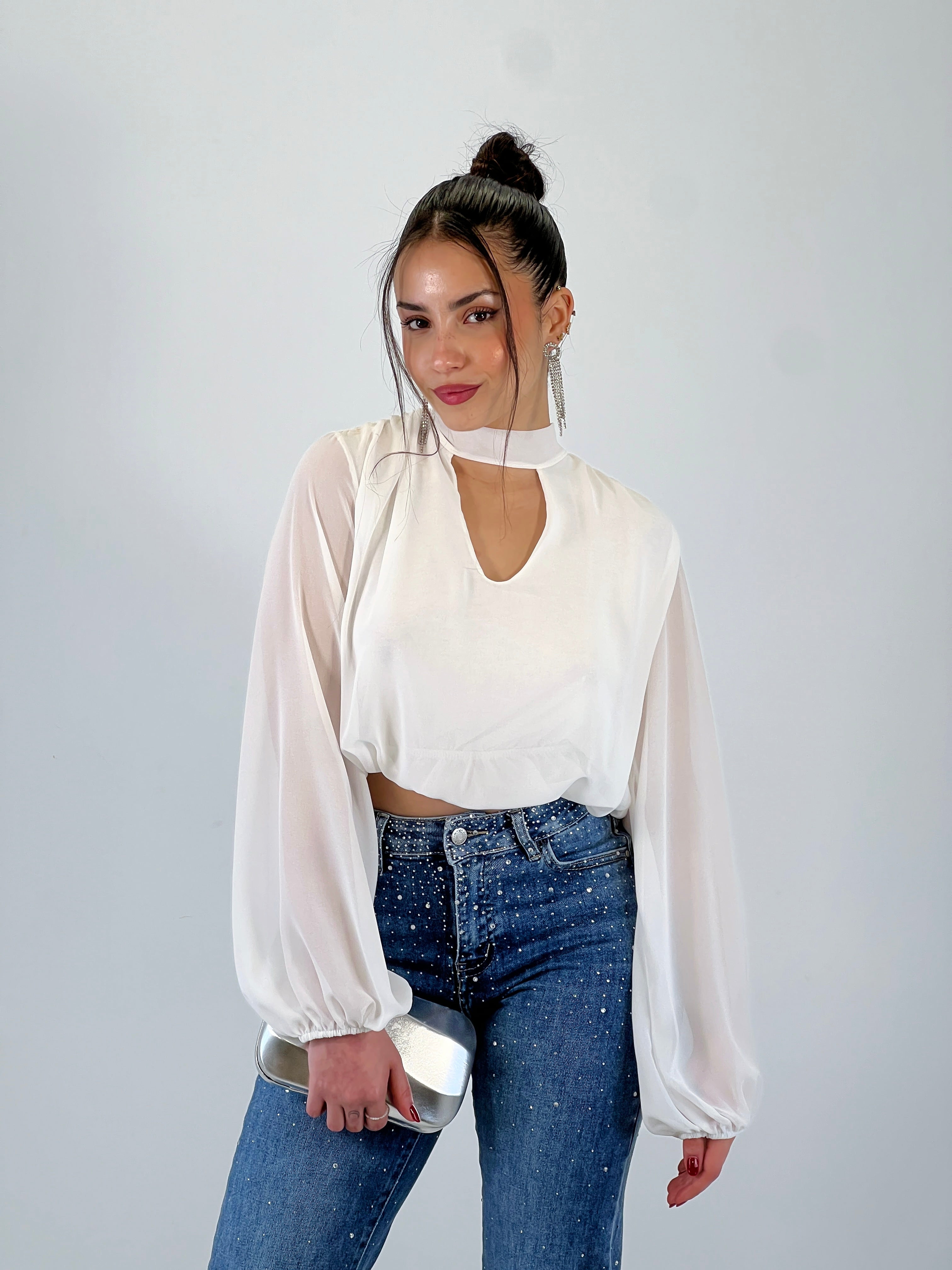 Blusa crop gasa choker - Zebra&Maduixa®
