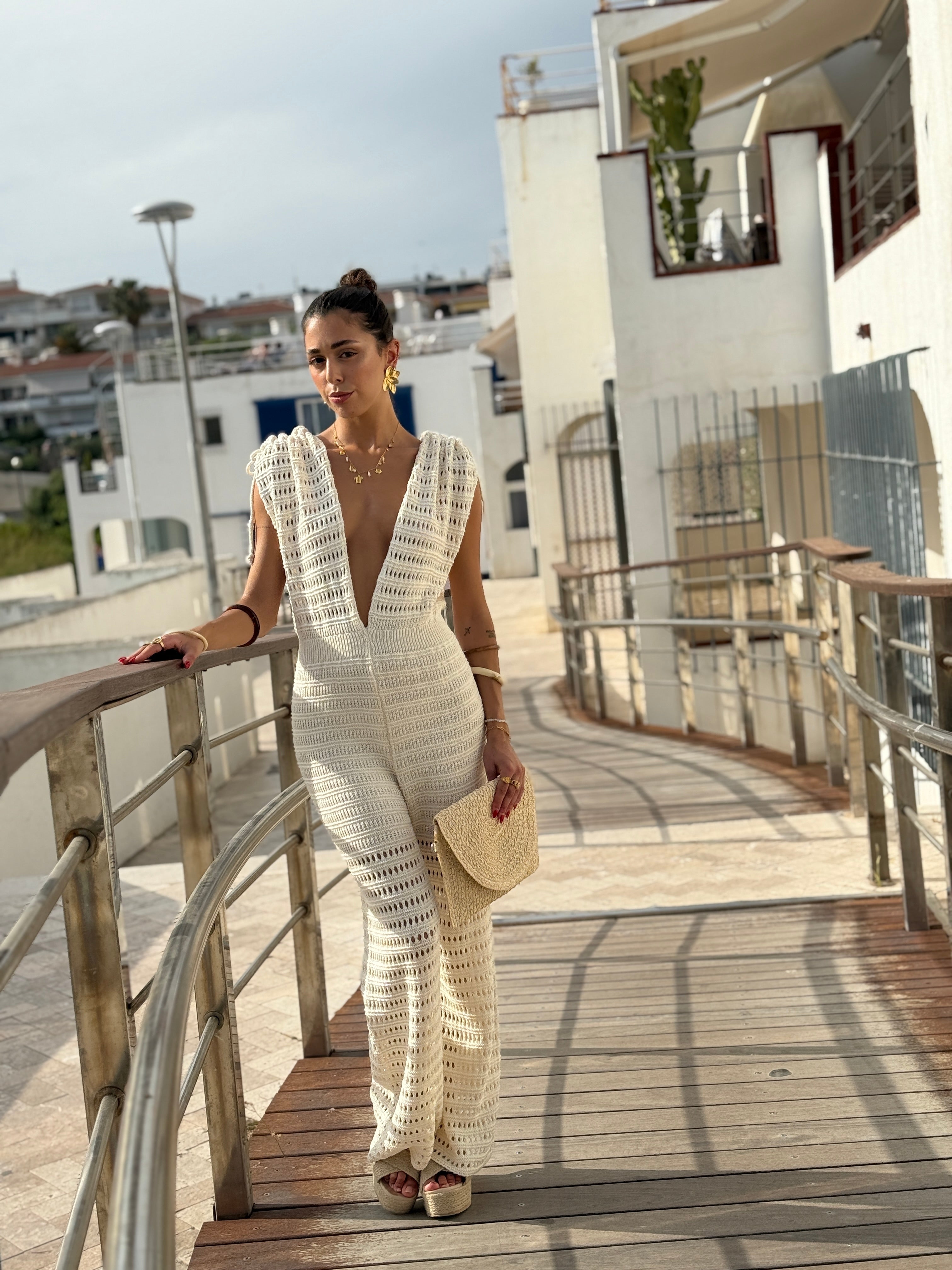 Crochet flare jumpsuit