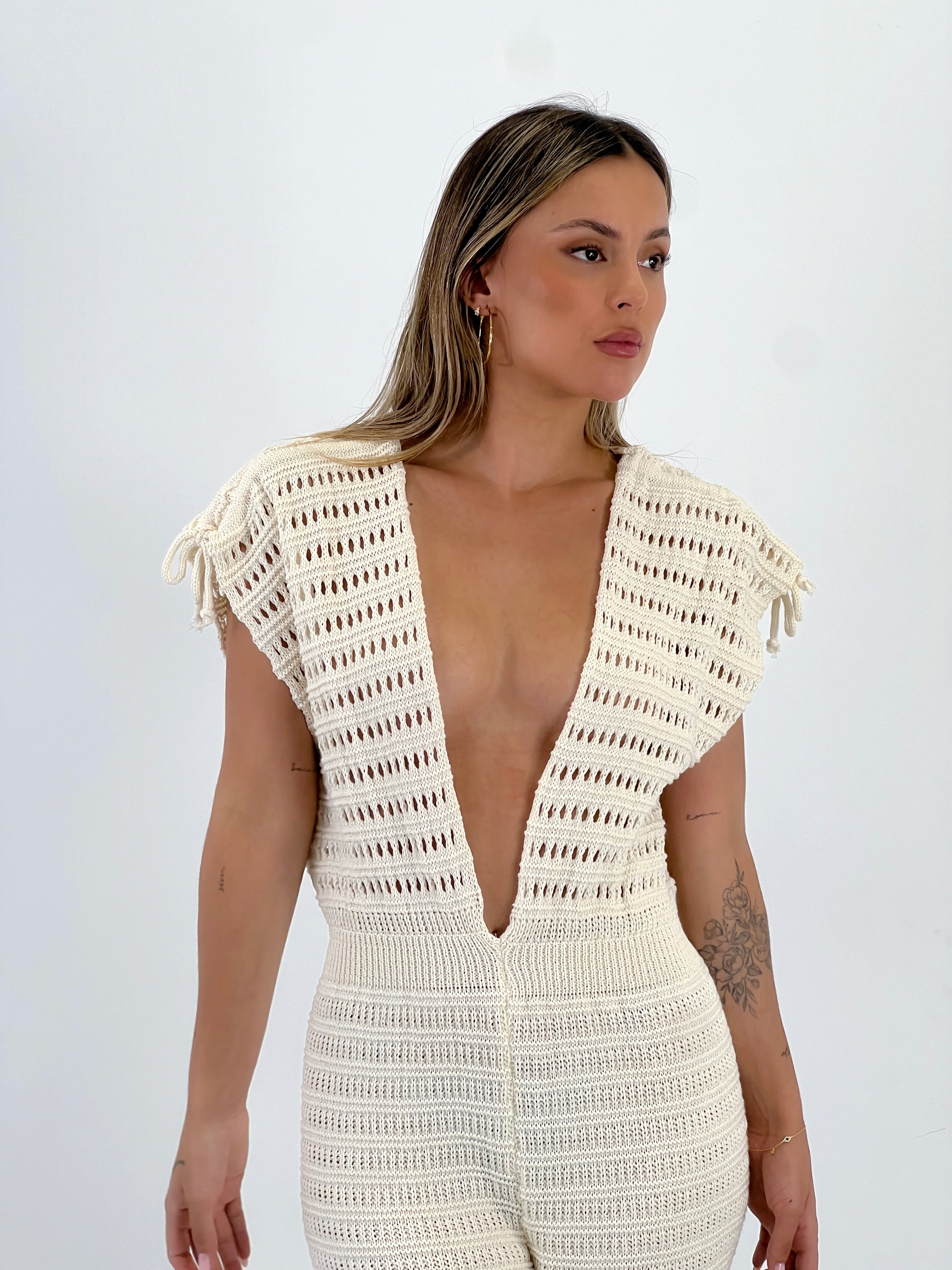 Crochet flare jumpsuit