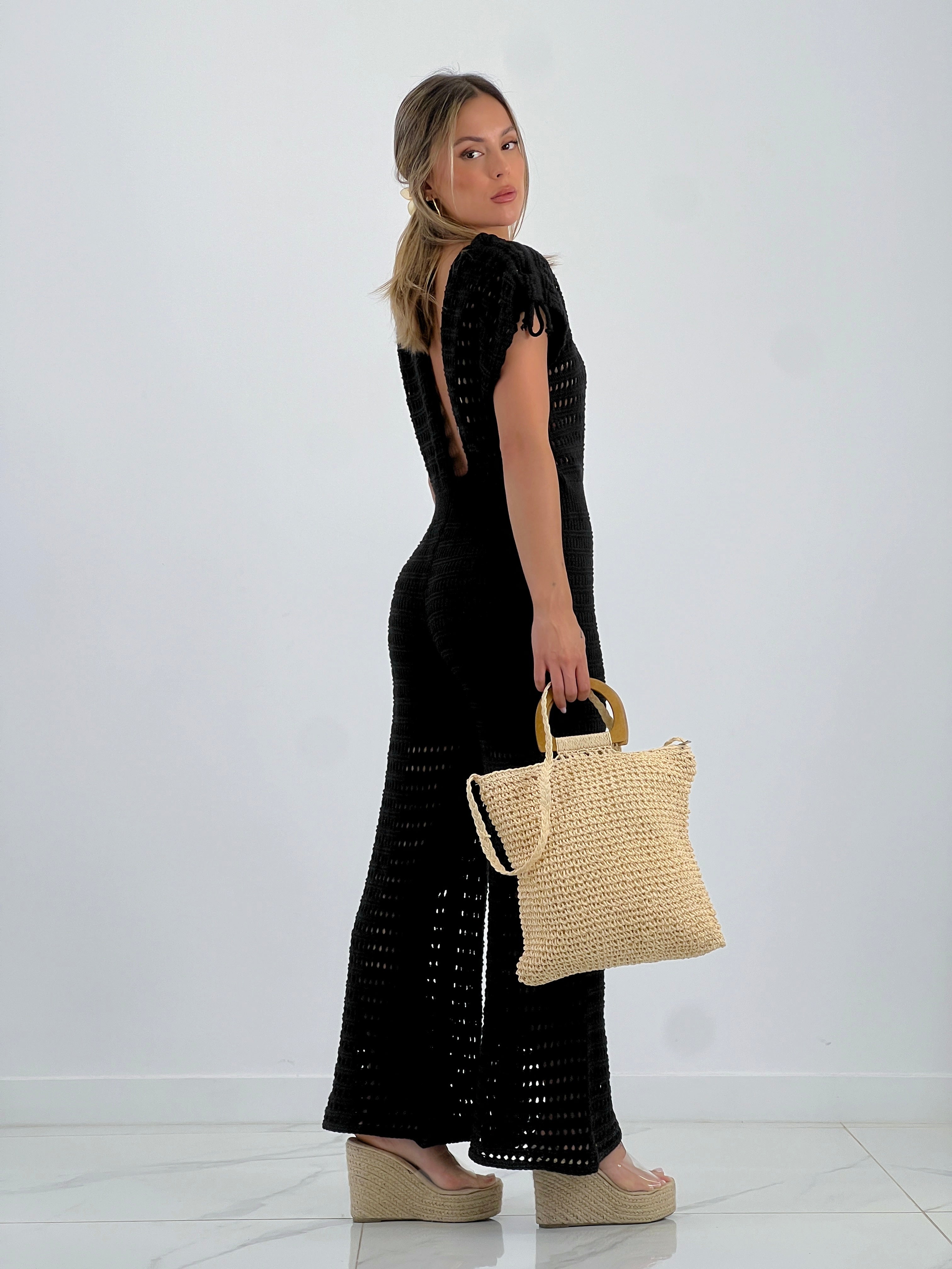 Crochet flare jumpsuit