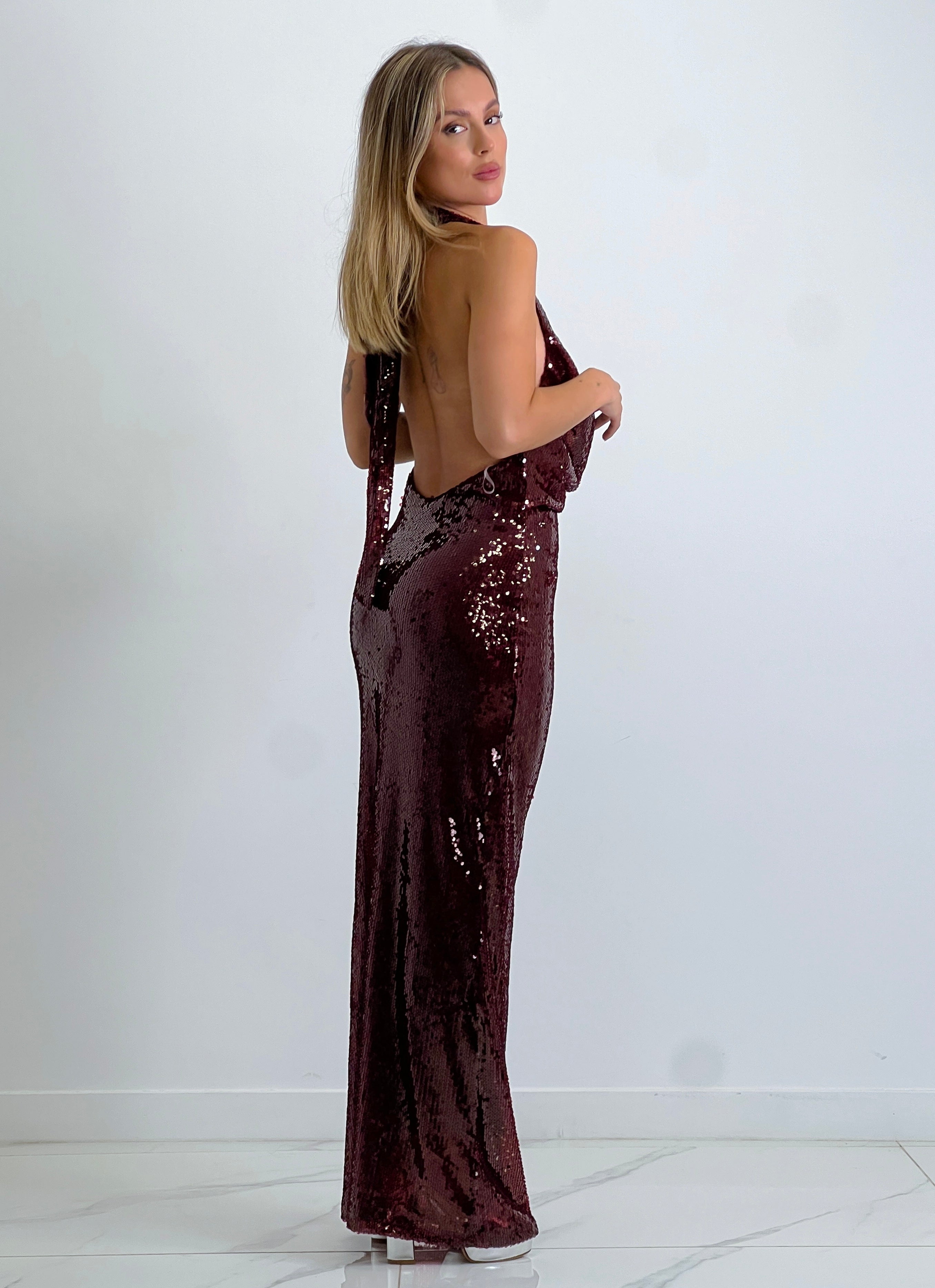 Vestido halter drapeado lentejuelas - Zebra&Maduixa®