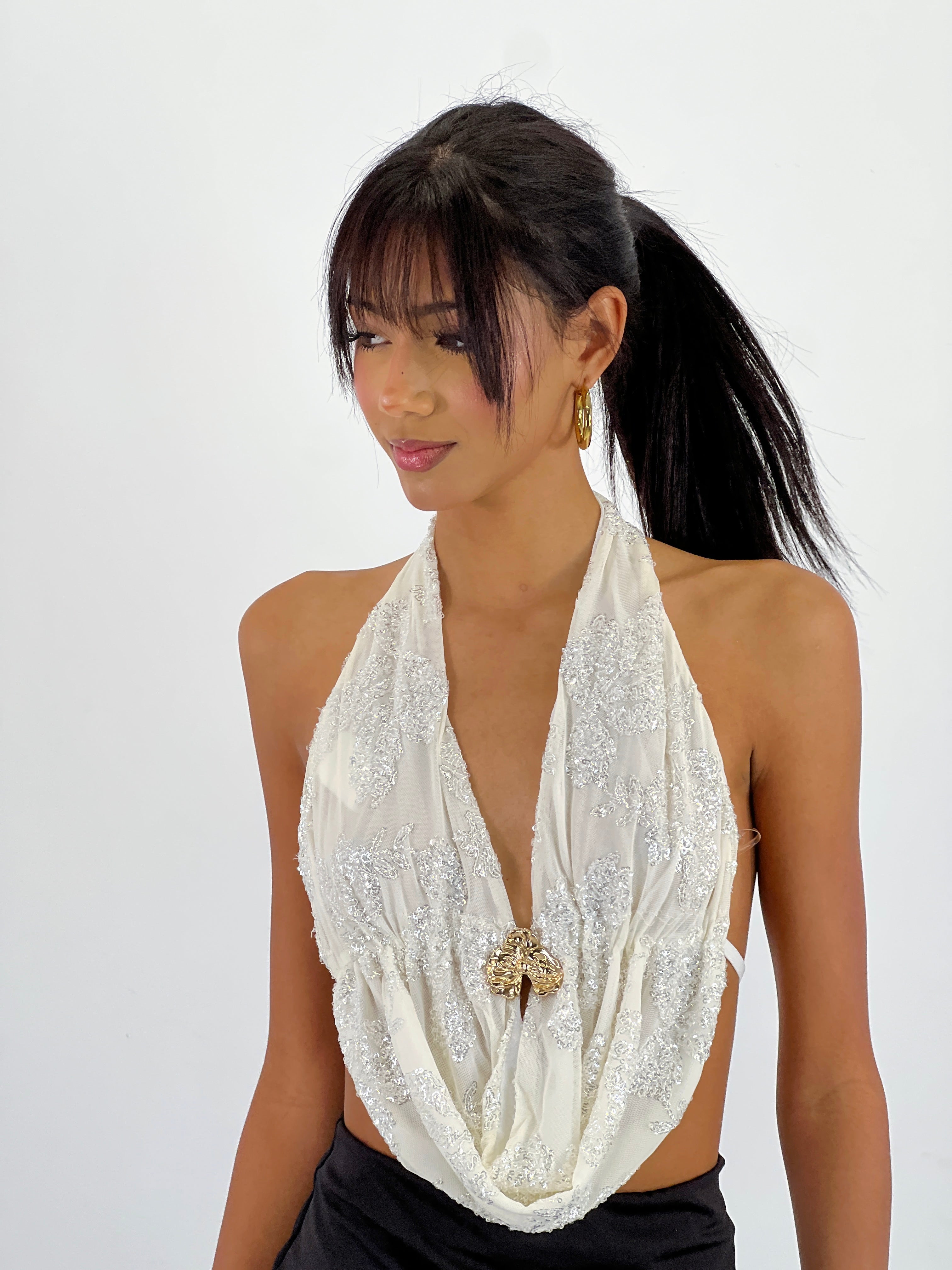 Top halter brodats amb lluentons