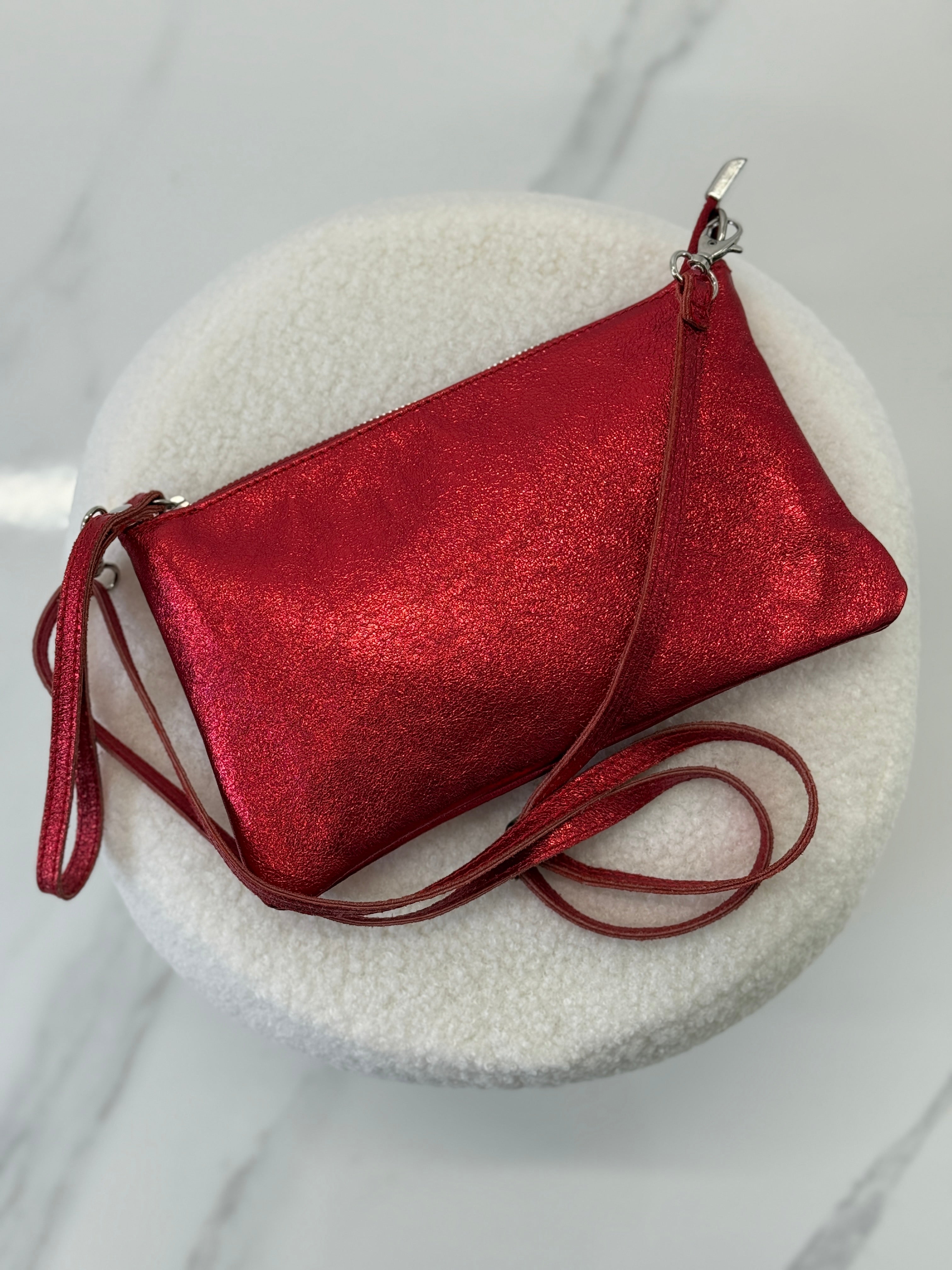 Metallic leather bag
