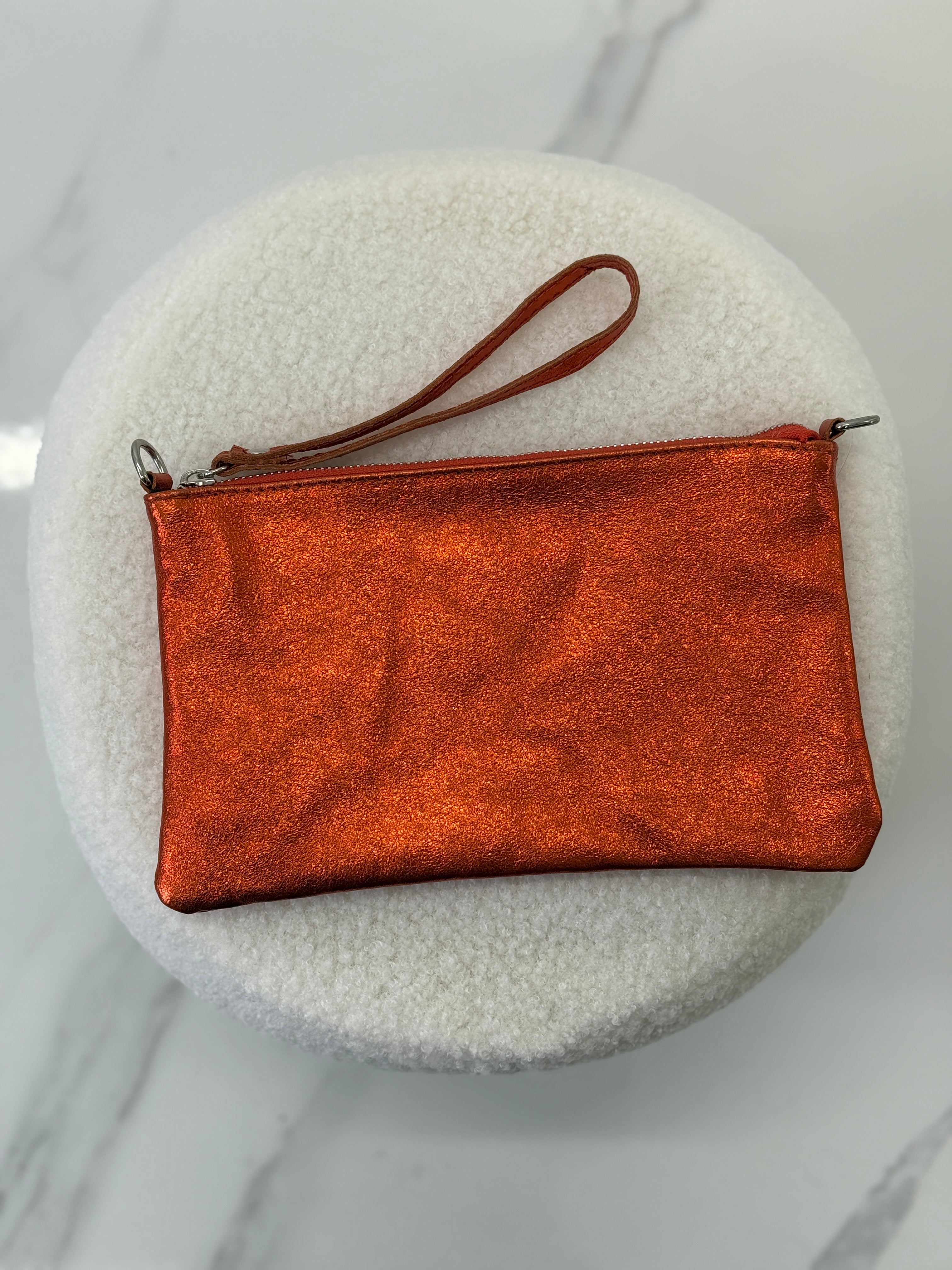 Metallic leather bag