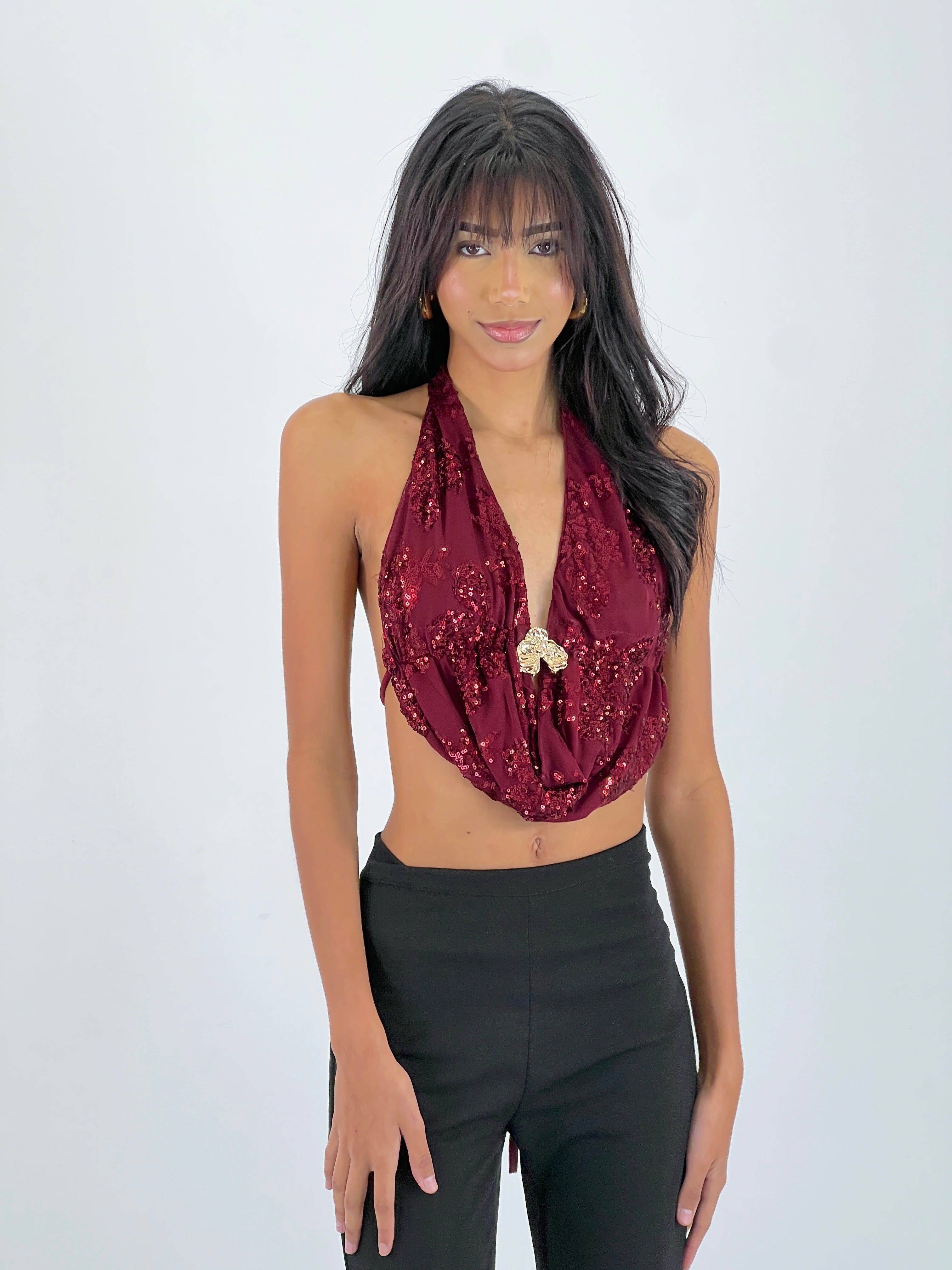 Top halter brodats amb lluentons