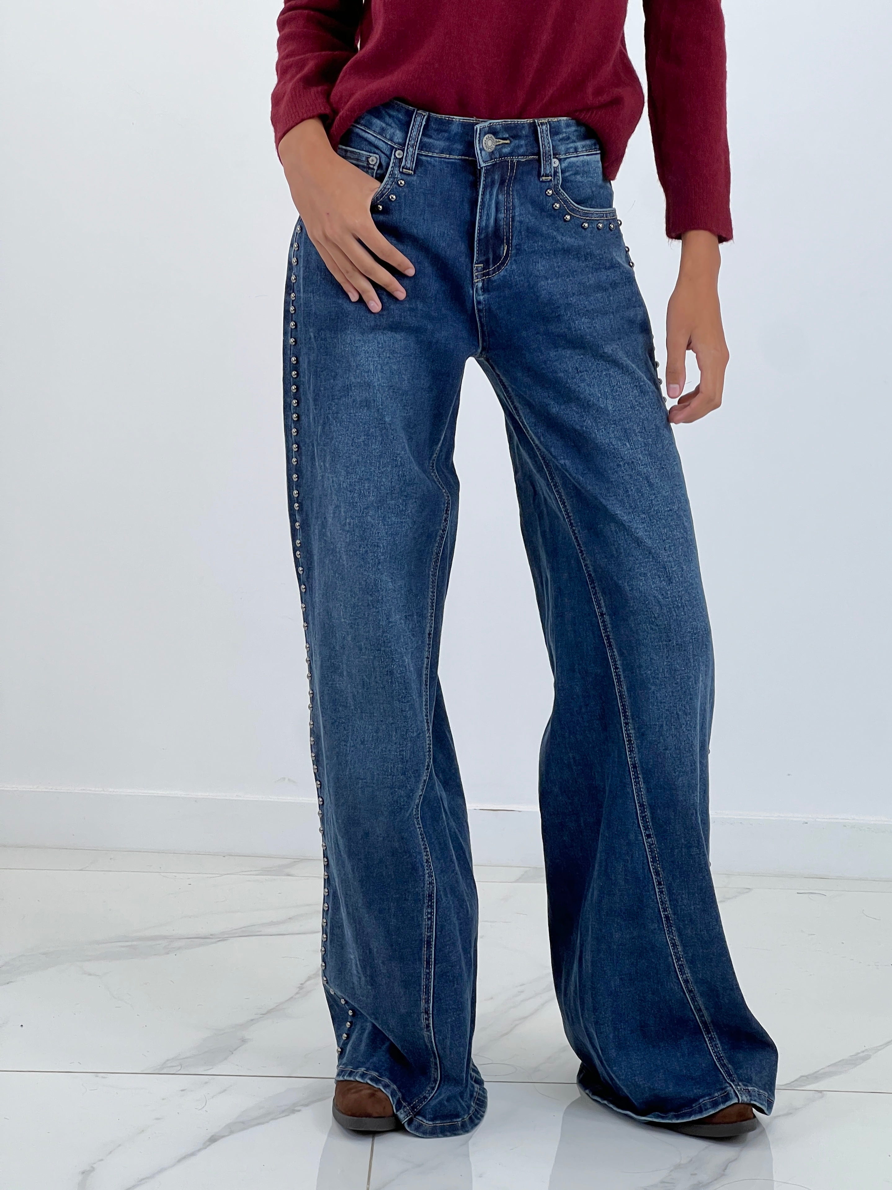Jeans wide leg tachuelas - Zebra&Maduixa®