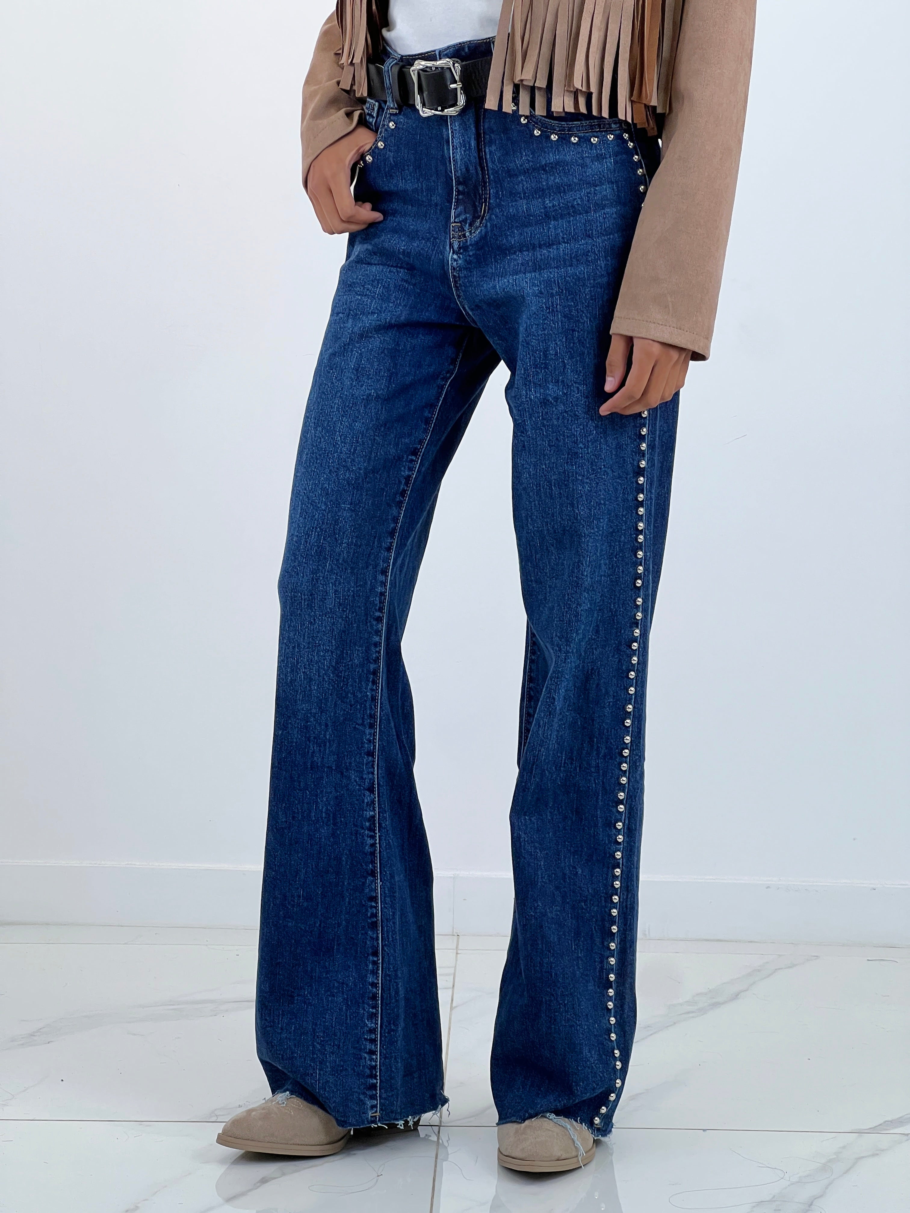 Jeans straight leg tachas - Zebra&Maduixa®