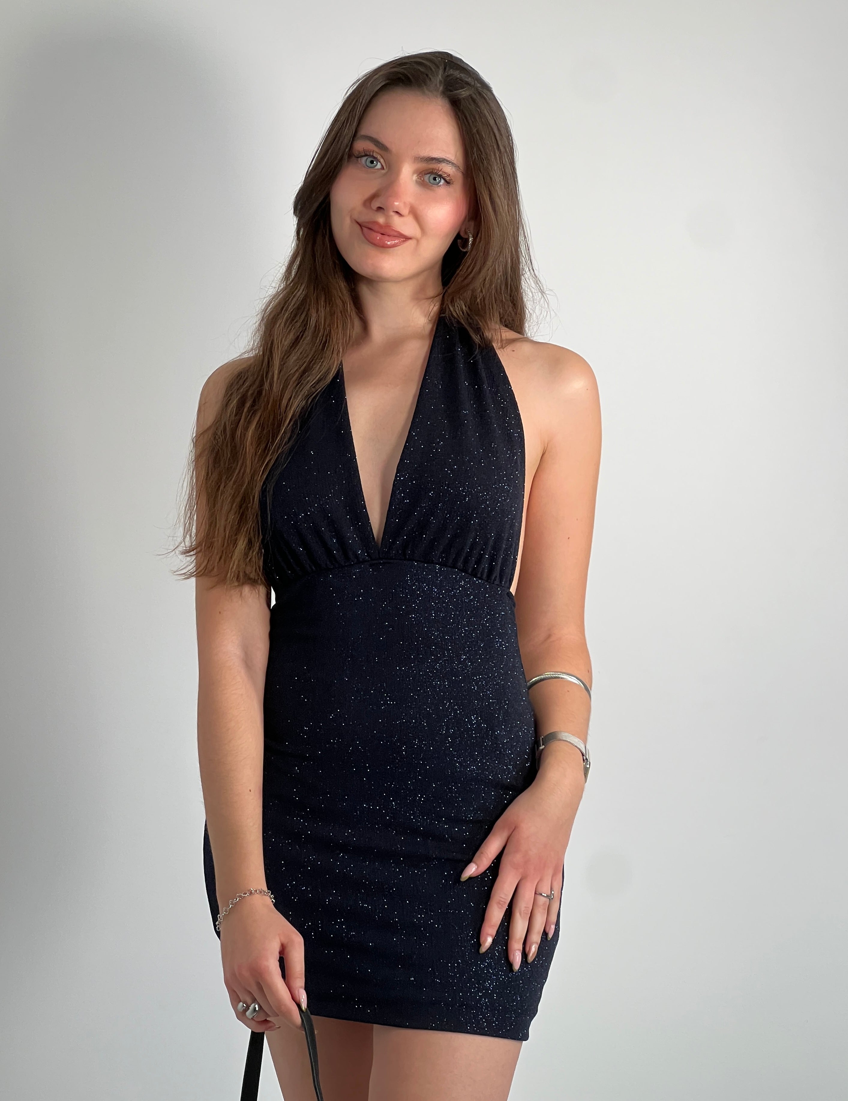 Vestit curt lurex halter