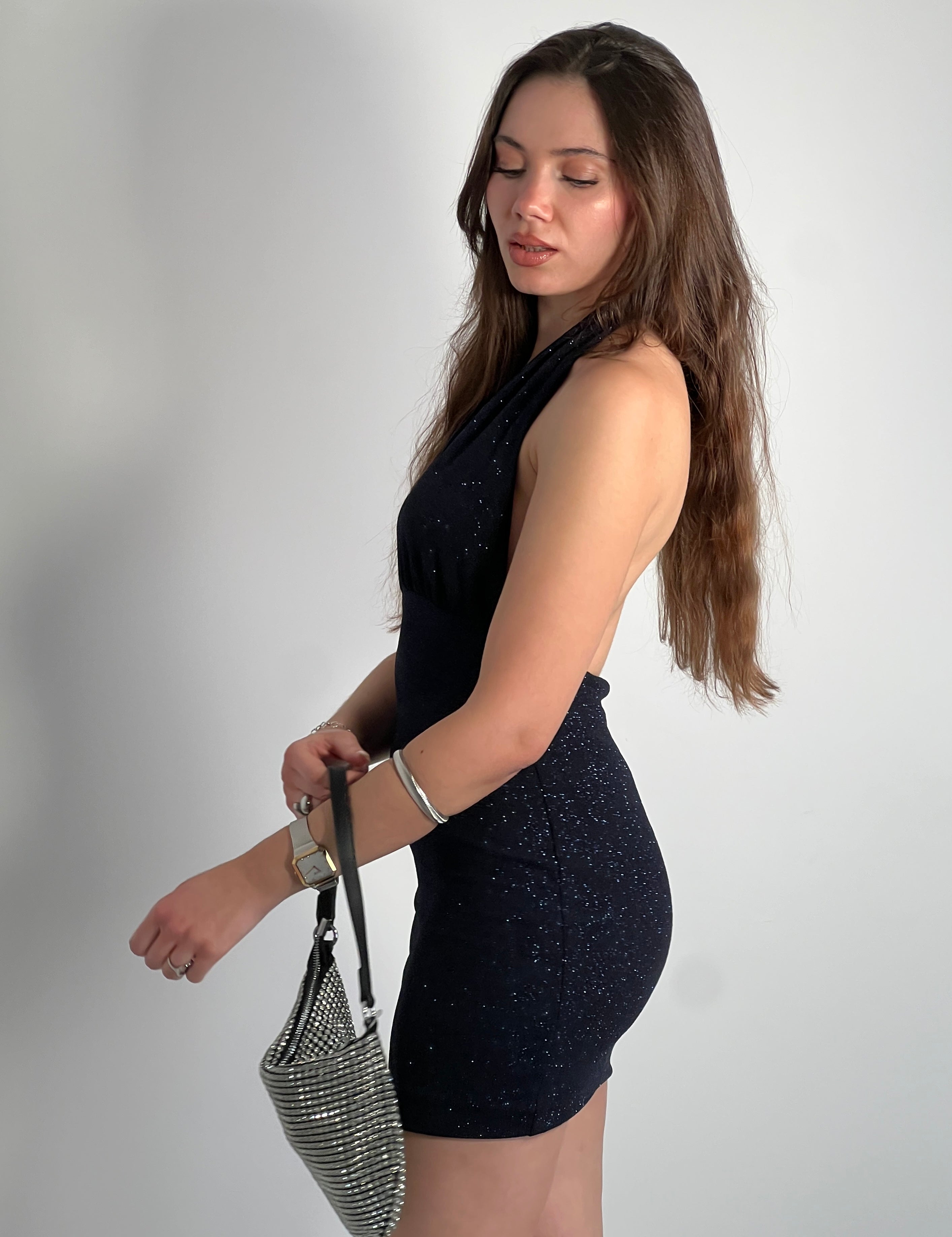 Vestit curt lurex halter