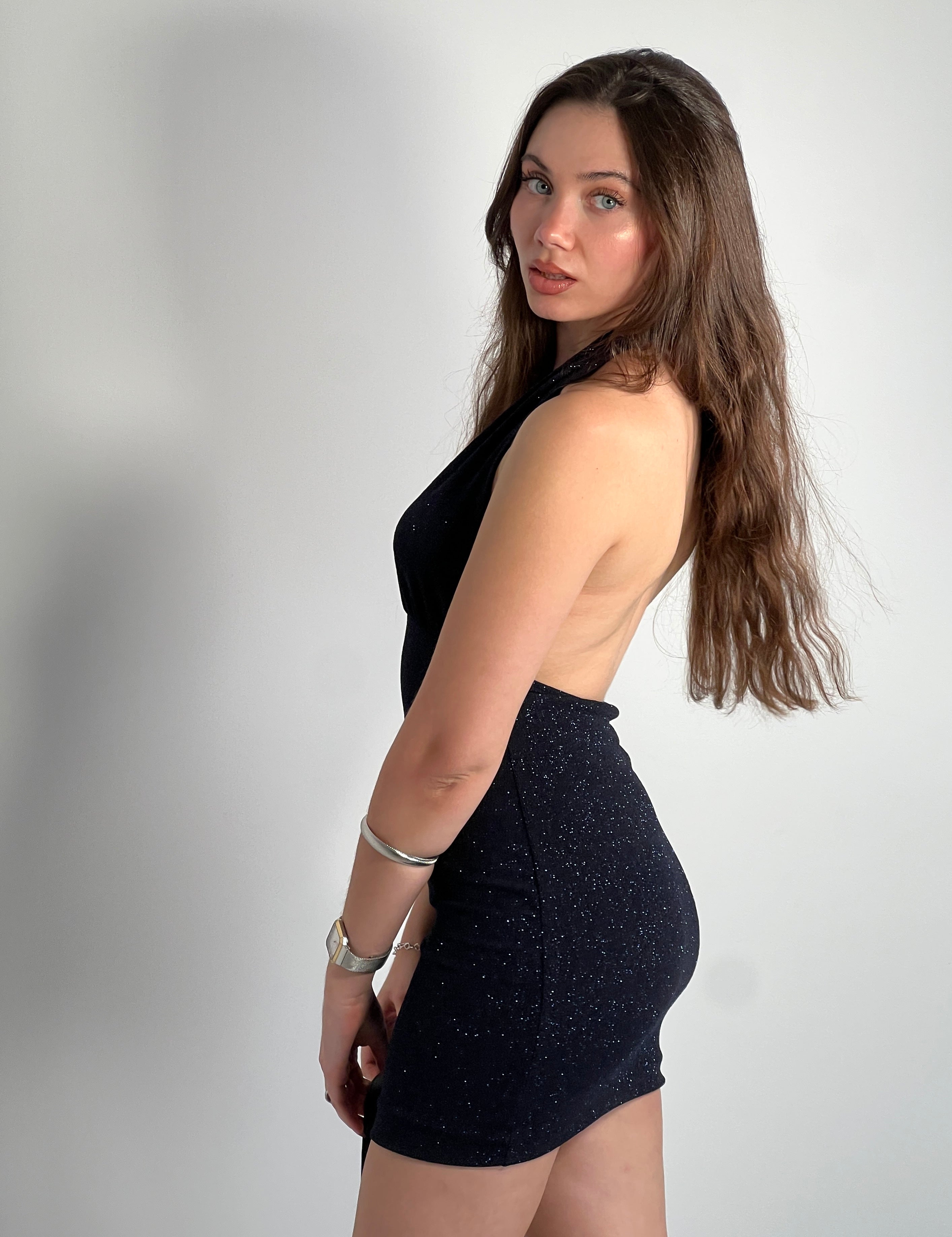 Vestit curt lurex halter