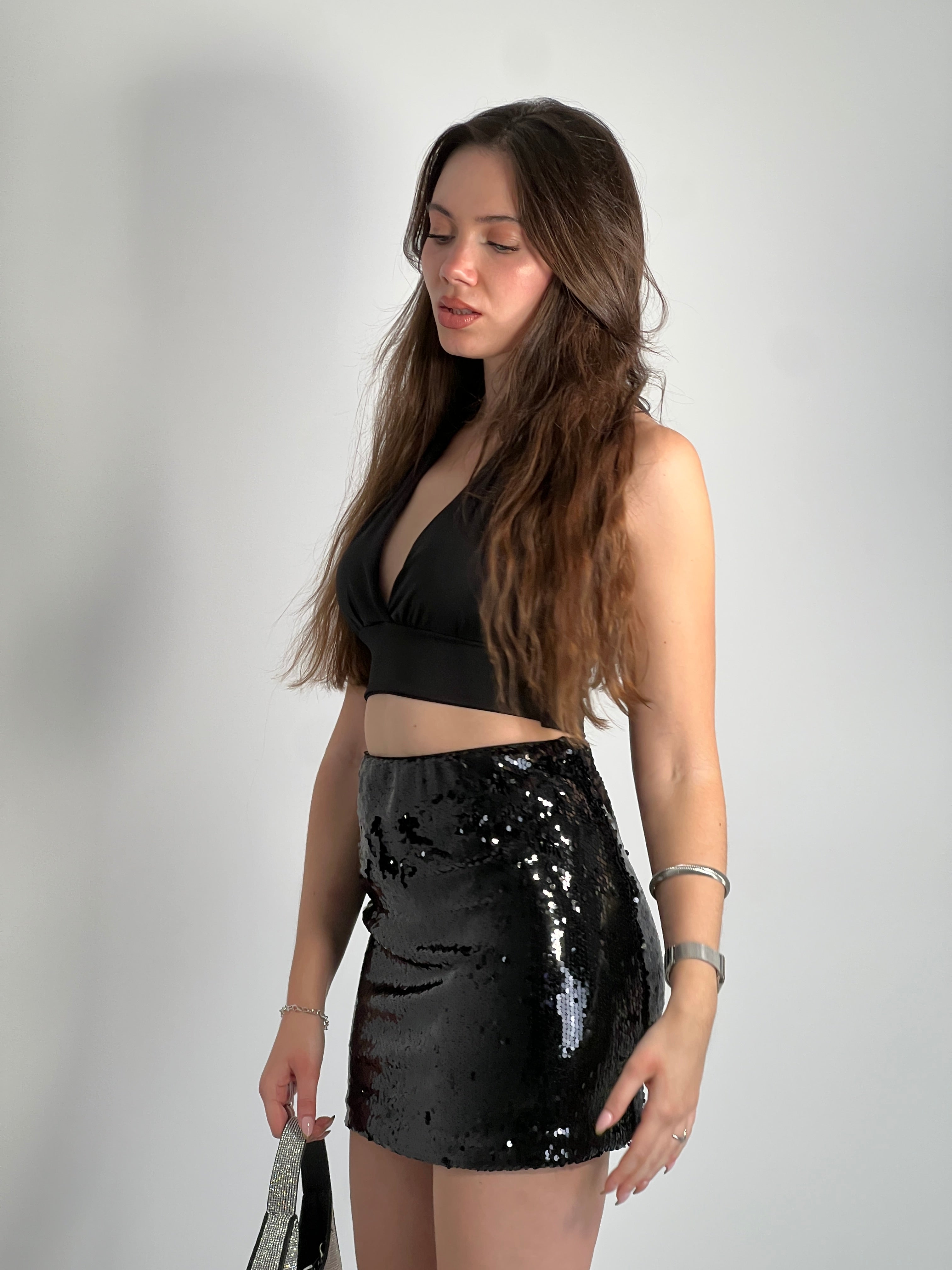 Falda mini de lluentons