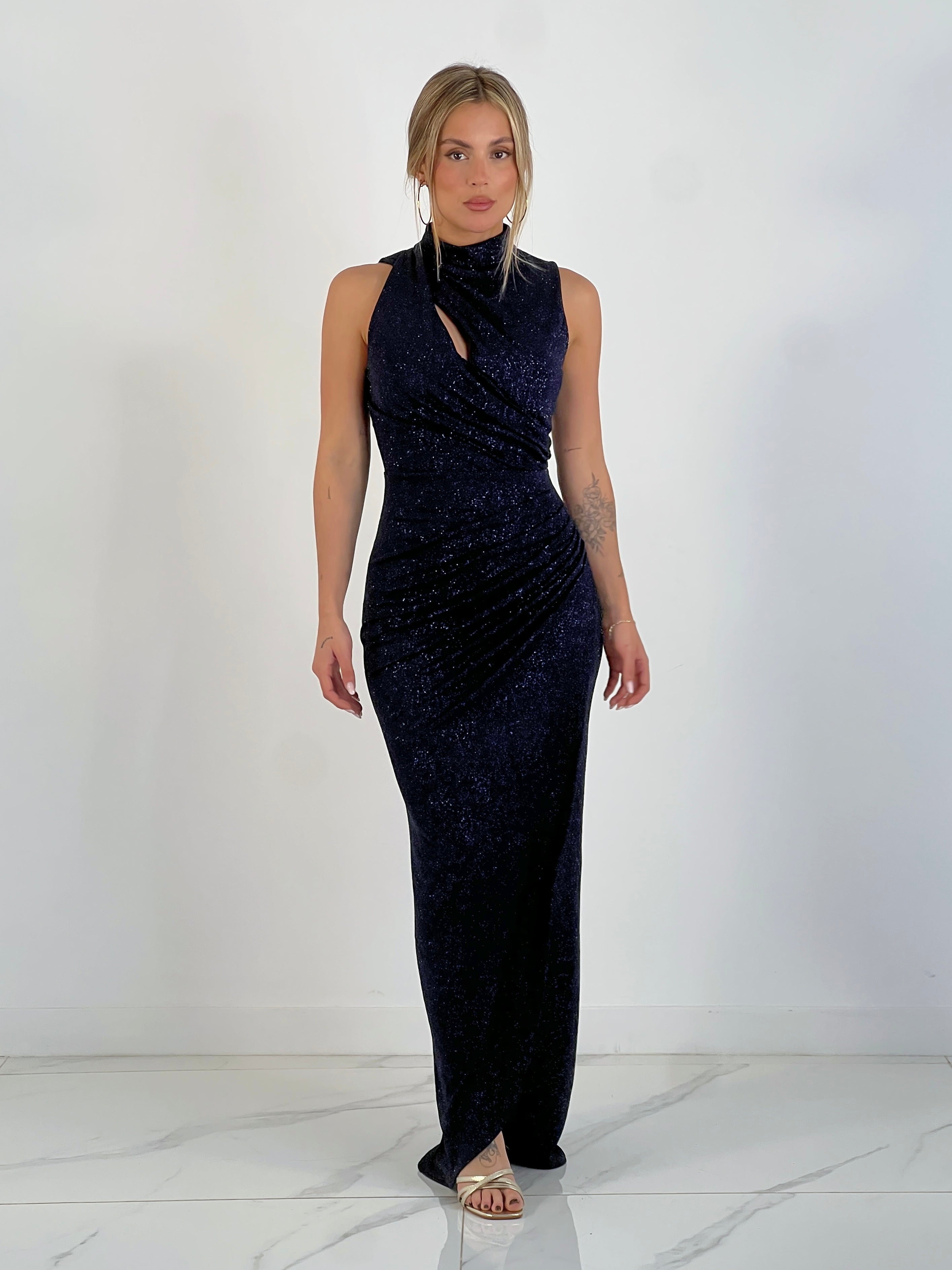 Glitter wrap midi dress