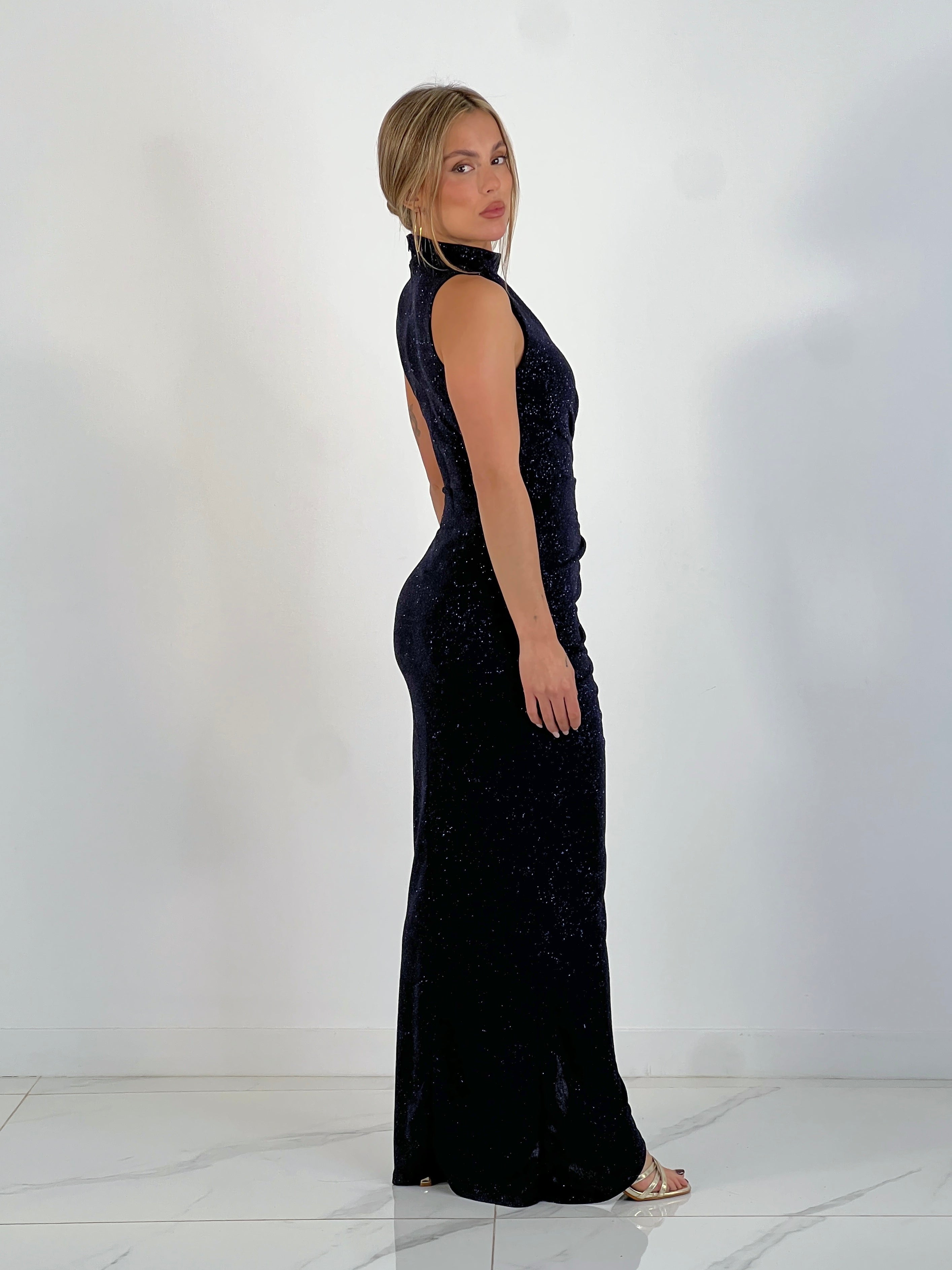 Glitter wrap midi dress