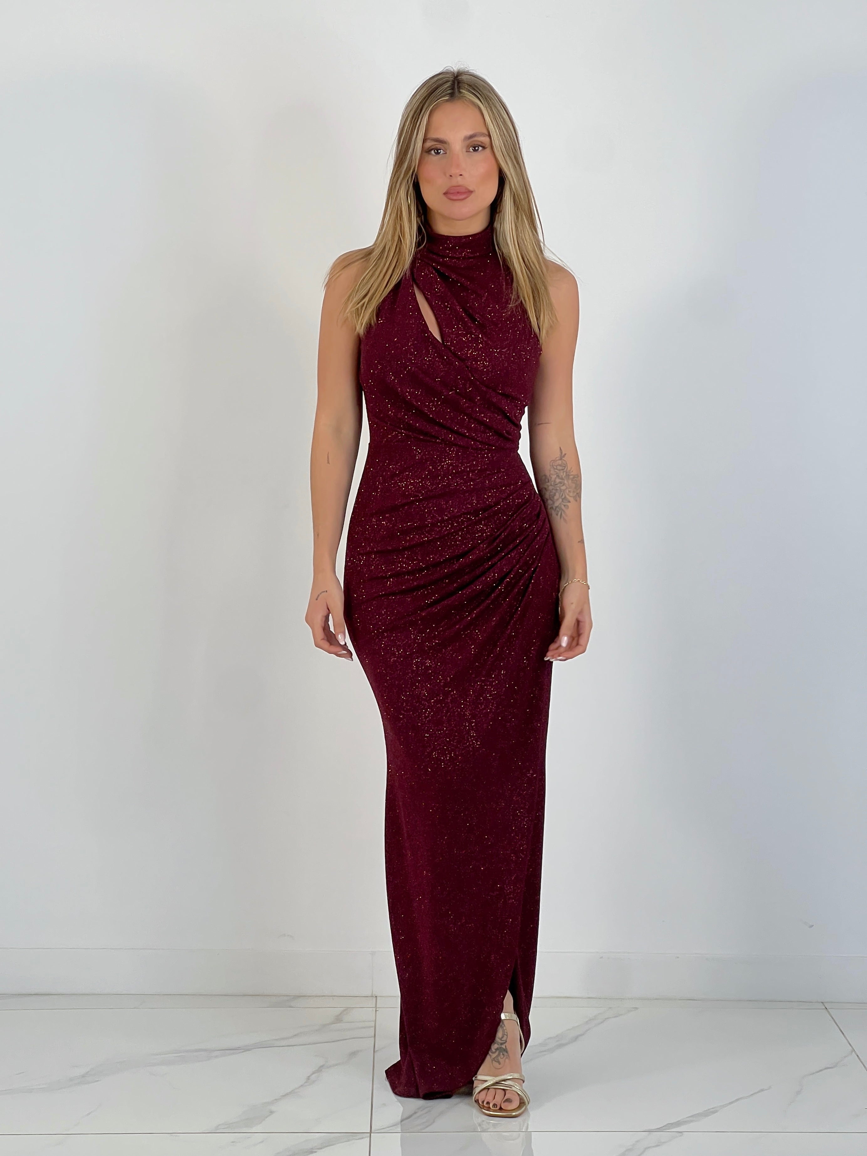 Glitter wrap midi dress