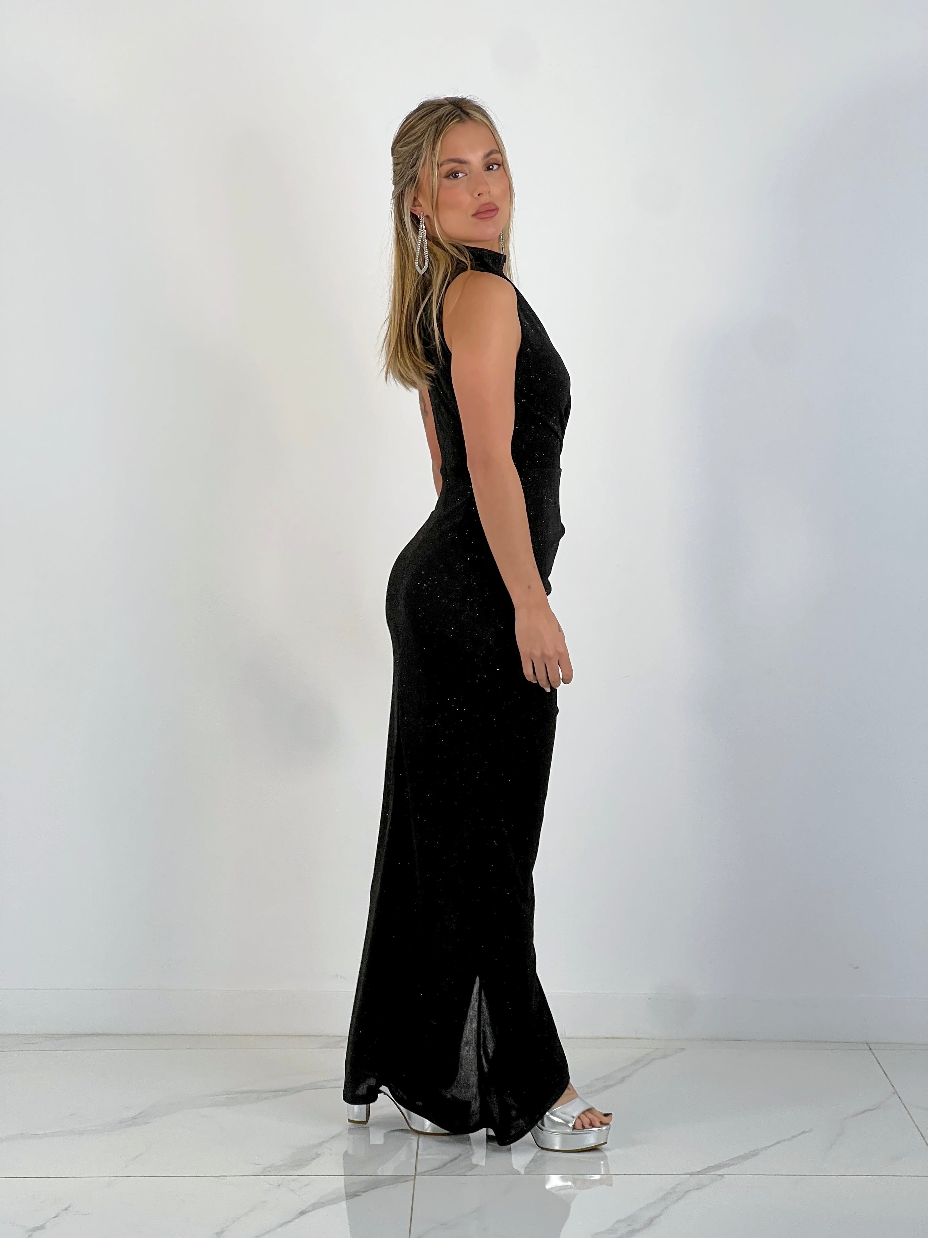 Glitter wrap midi dress