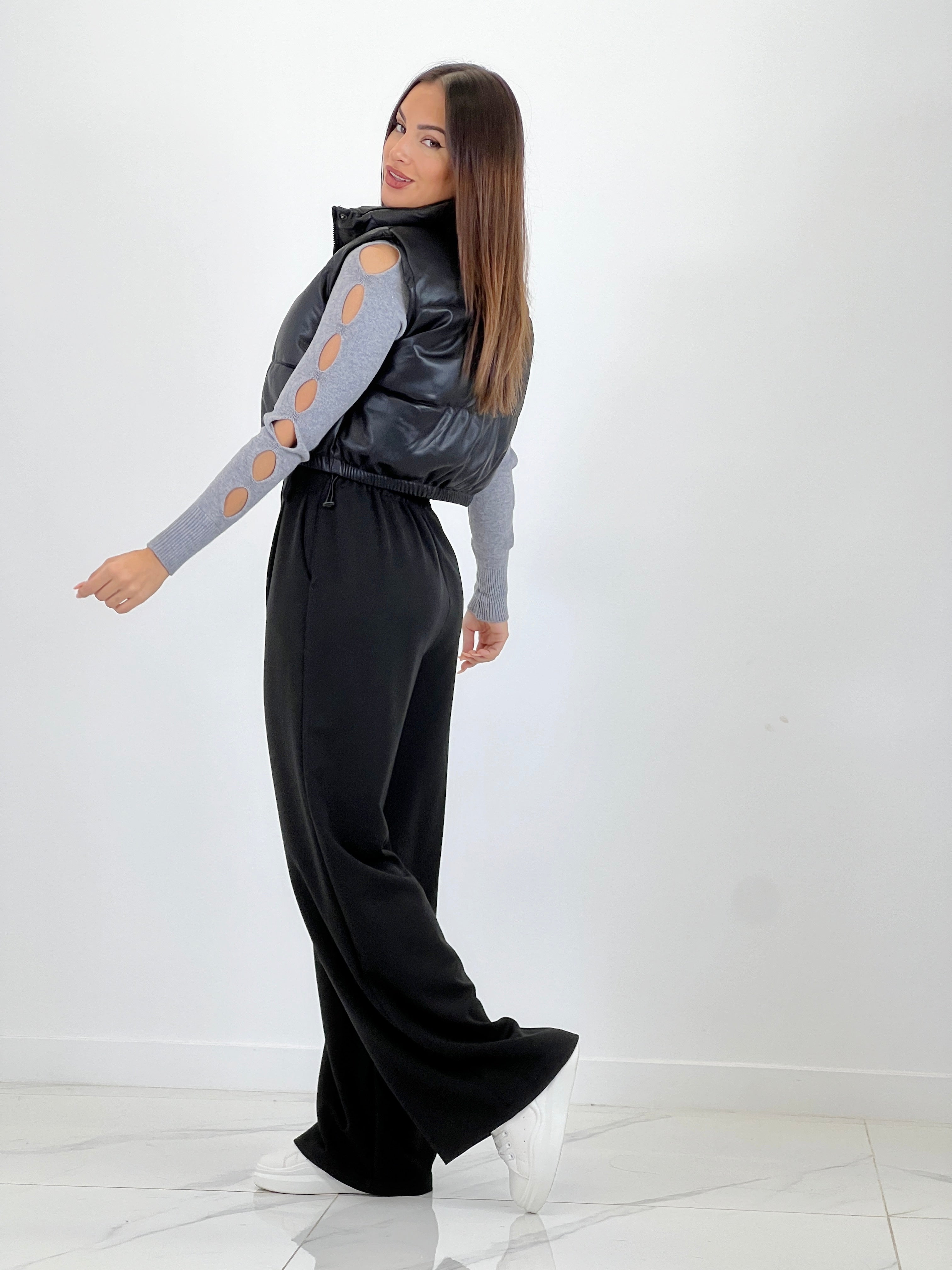 Faux leather padded vest
