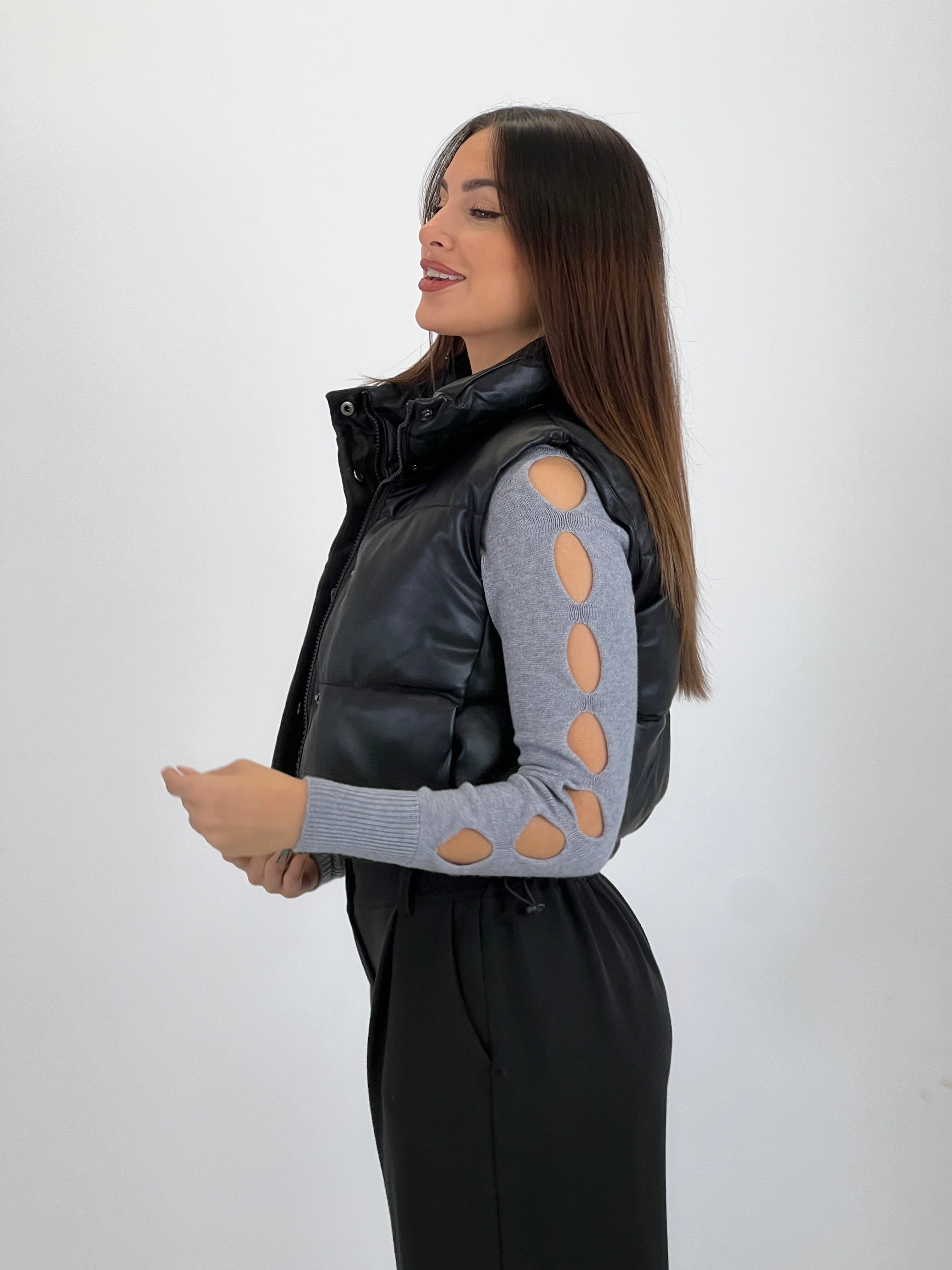Faux leather padded vest