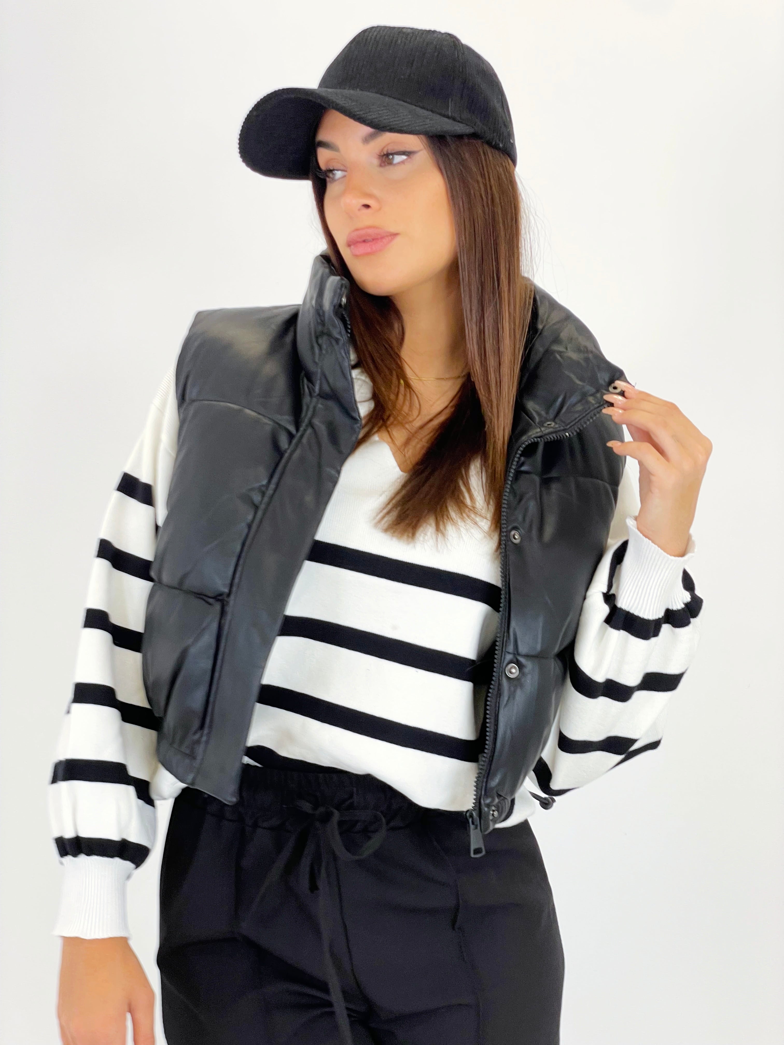 Faux leather padded vest