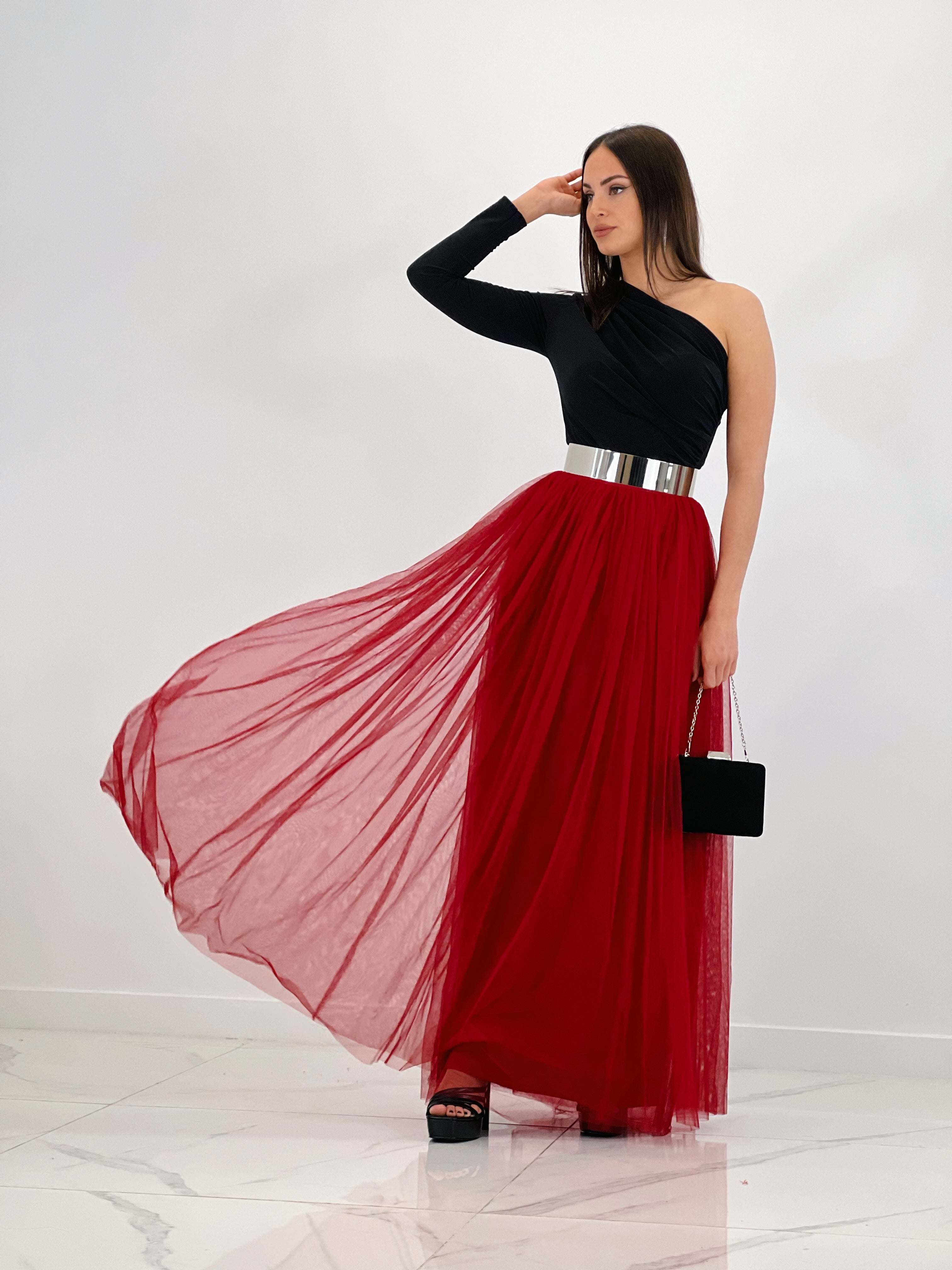 Asymmetrical gathered bodysuit