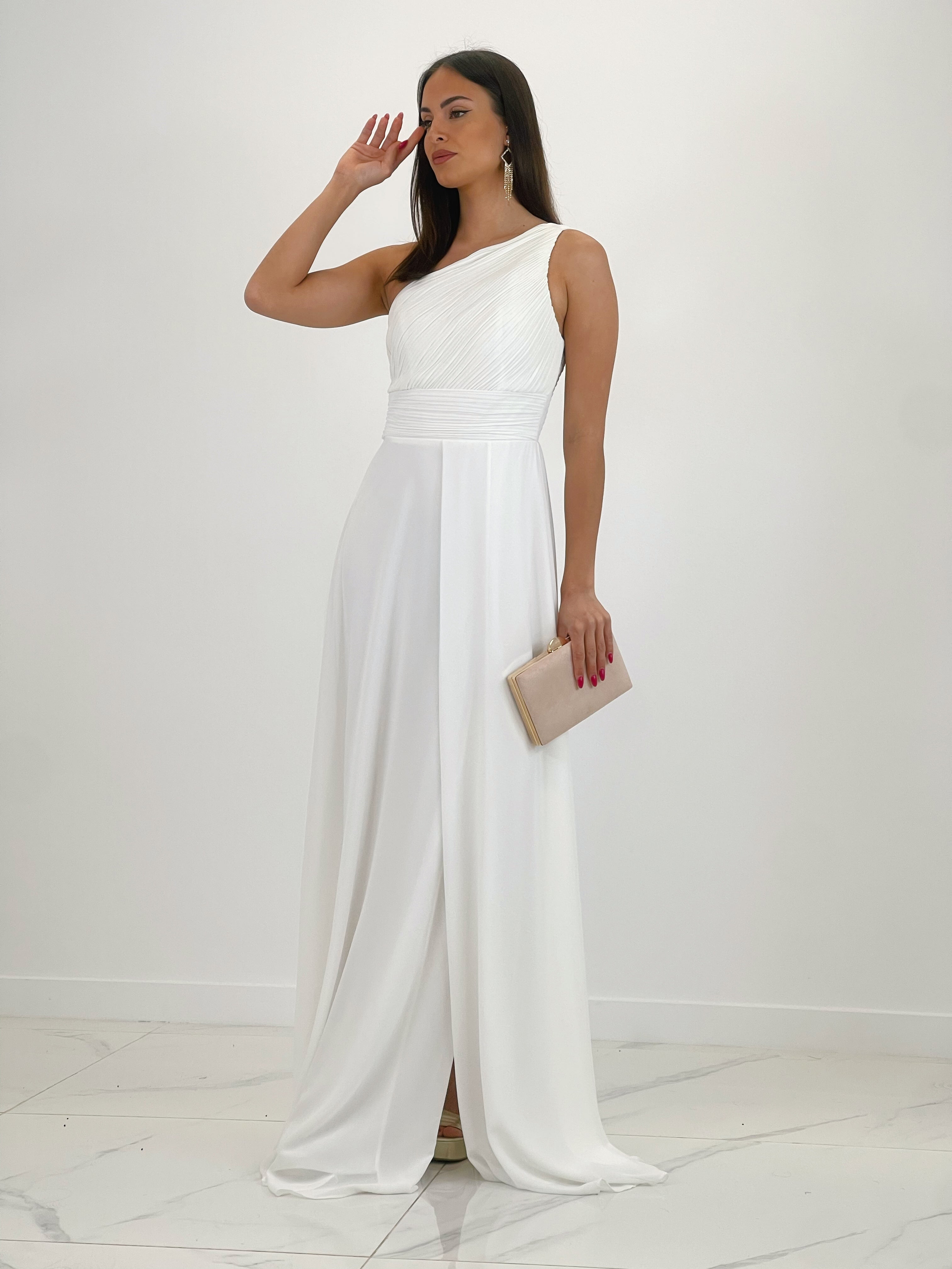 Vestido drapeado romano Julia Blanco - Zebra&Maduixa®